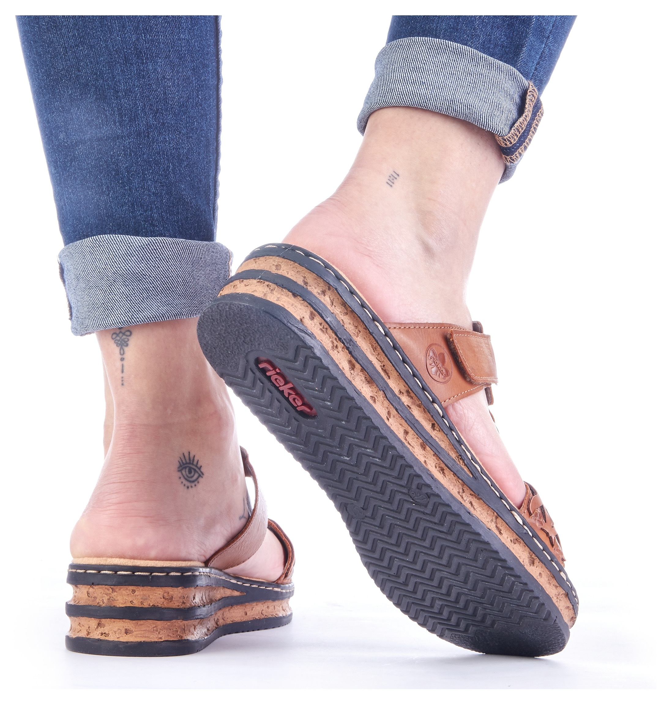 Rieker Pantolette  Keilabsatz, Sommerschuh, Schlappen mit Riemchen in Flechtoptik