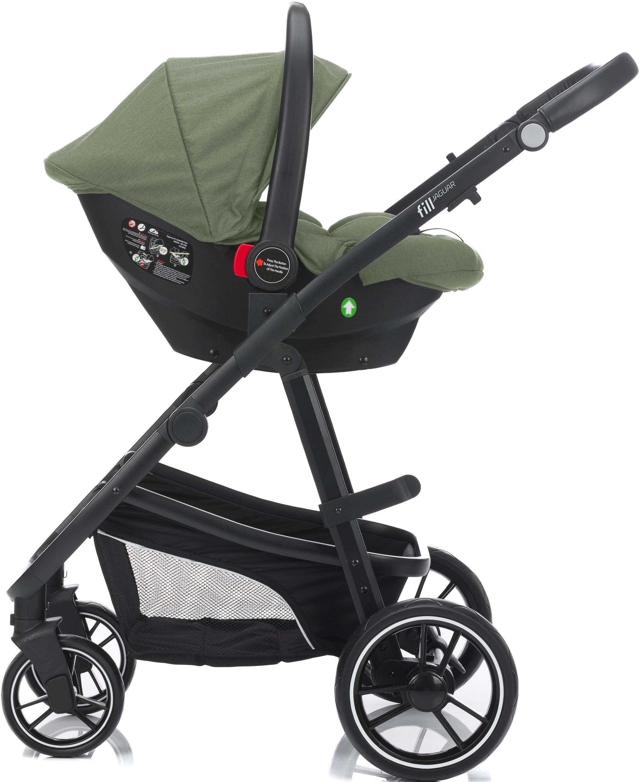 Fillikid Kombi-Kinderwagen »Jaguar, grün melange«, 22 kg