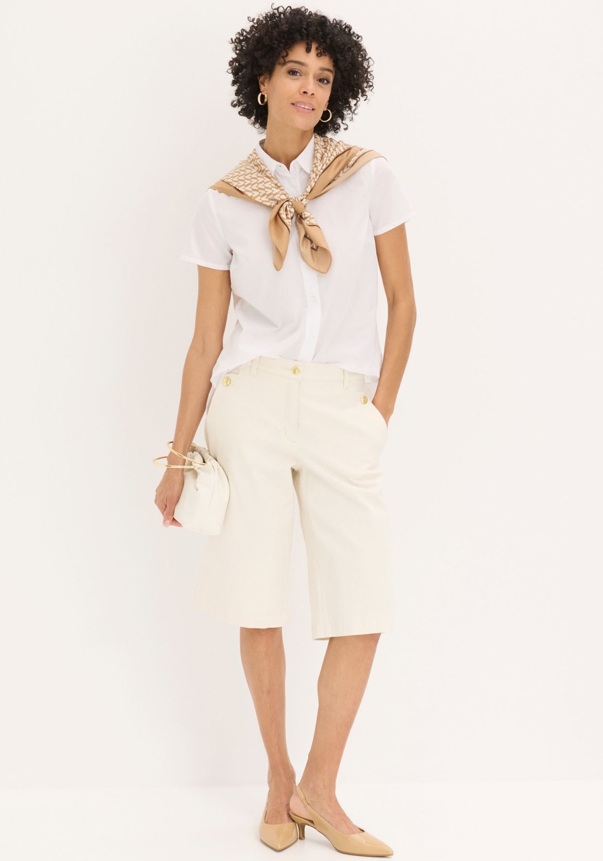 bonprix Kurzarmbluse Regular Fit, eleganter Stil, Hemdblusenkragen