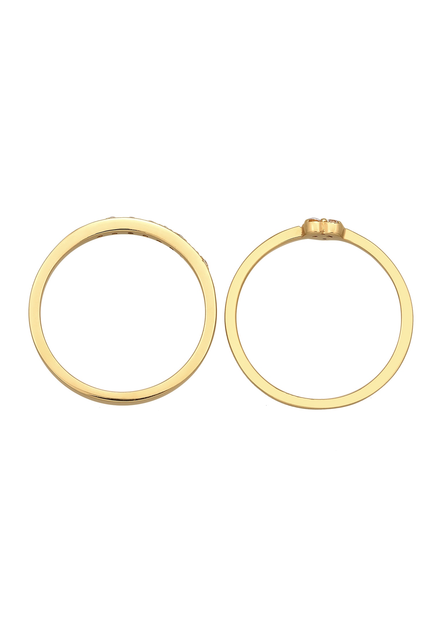 Elli Ring-Set »Ring Herz Memoire Zirkonia 2er Set 925 Silber«