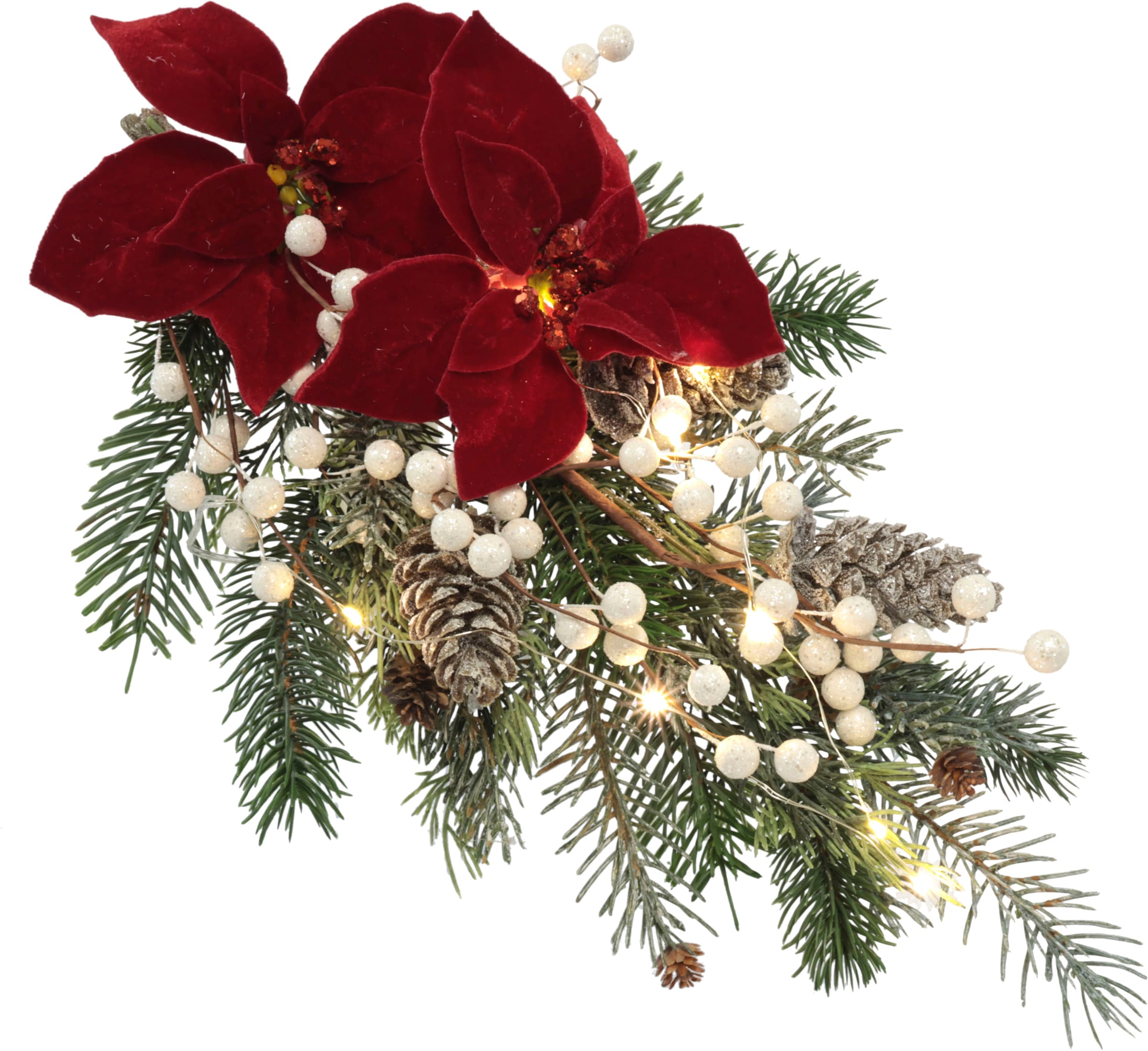 I.GE.A. Winterliche Kunstblumen-Arrangement Weihnachtsstern, LED Weihnachtsgesteck Beleuchtung, Poinsettia Rechnung mit bestellen Weihnachtsdeko,«, Kunstpflanze auf »Gesteck, mit
