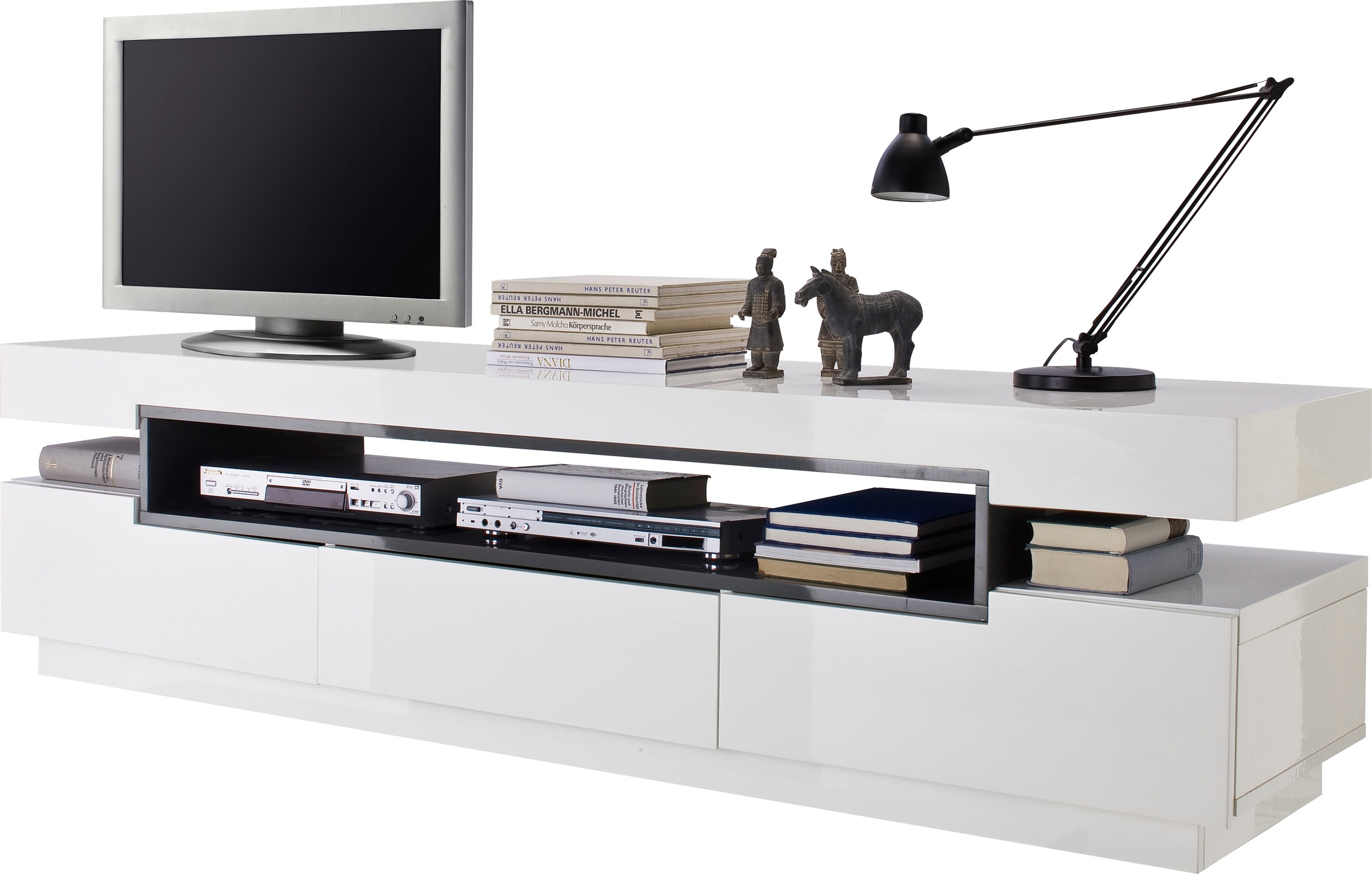 MCA furniture Lowboard »Laura«, weiß Hochglanz mit 3 Schubladen