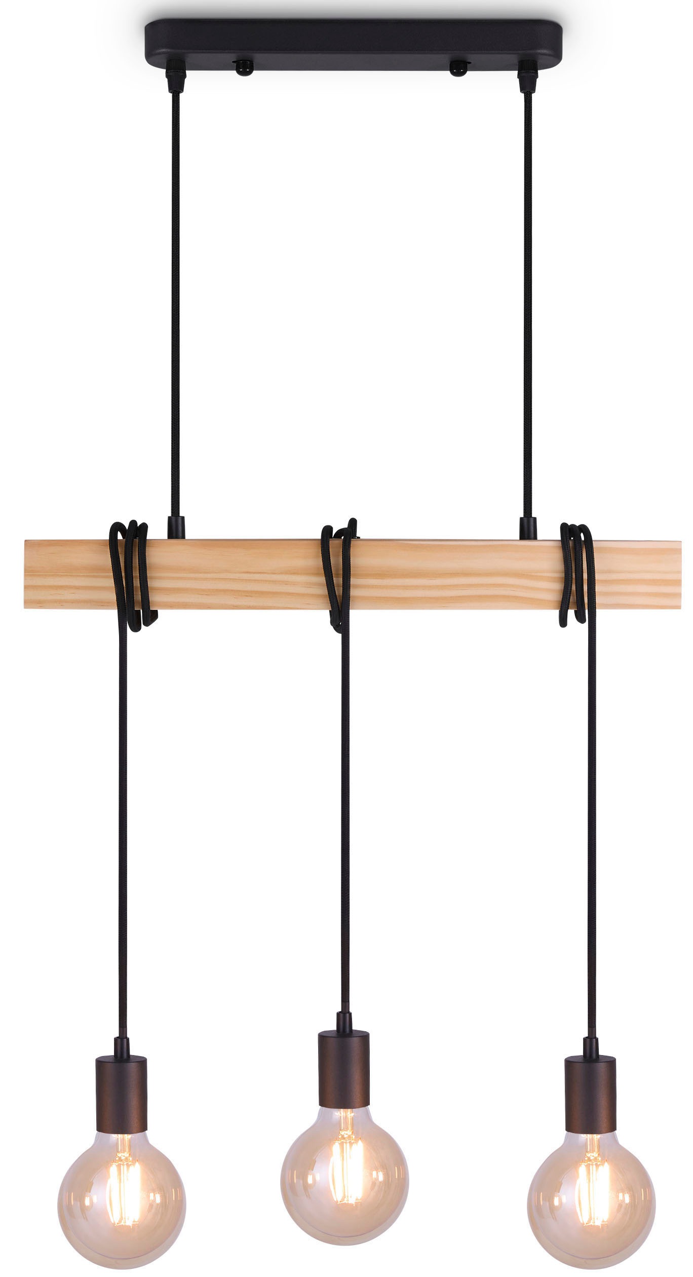 Paco Home Pendelleuchte »SINA« E27 LED Pendellampe  Hängeleuchte Wohnzimmer Esszimmer Vintage Holz 3x E27