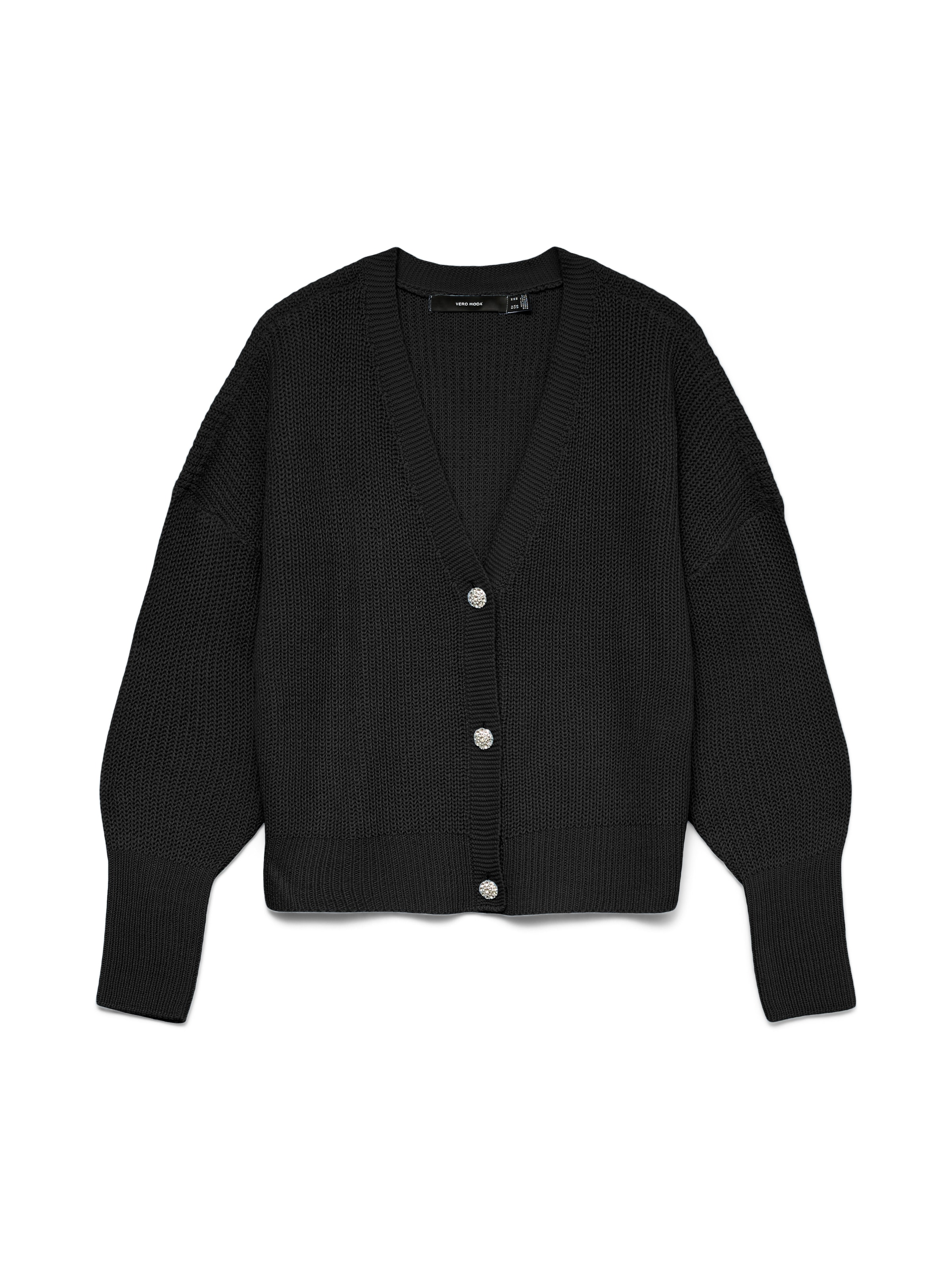 Vero Moda Strickjacke »VMLEALIGHT LS V-NECK JEWEL CARDIGAN NOOS« Kunstfaser, regular fit