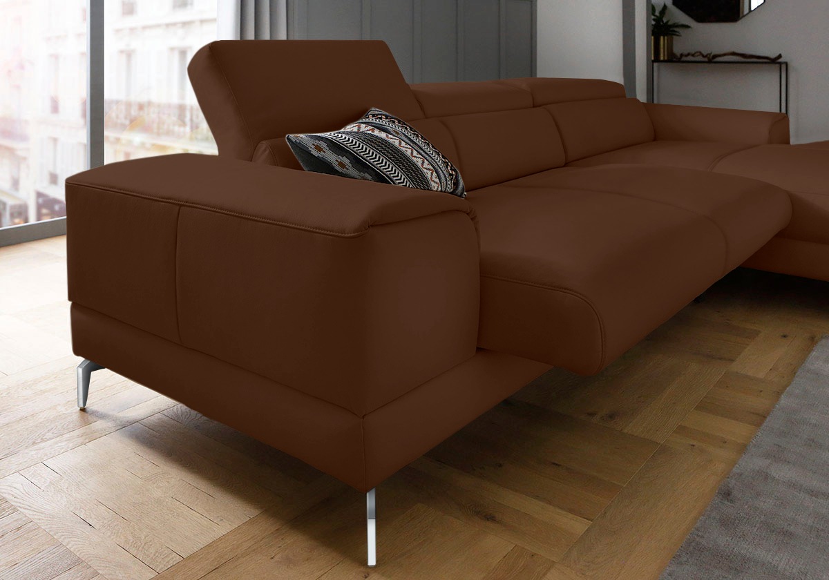 W.SCHILLIG Ecksofa »piedroo, Designsofa mit tollem Sitzkomfort, bequem und elegant, L-Form«, Kopfteilverstellung, wahlweise mit Sitztiefenverstellung, Breite 303cm