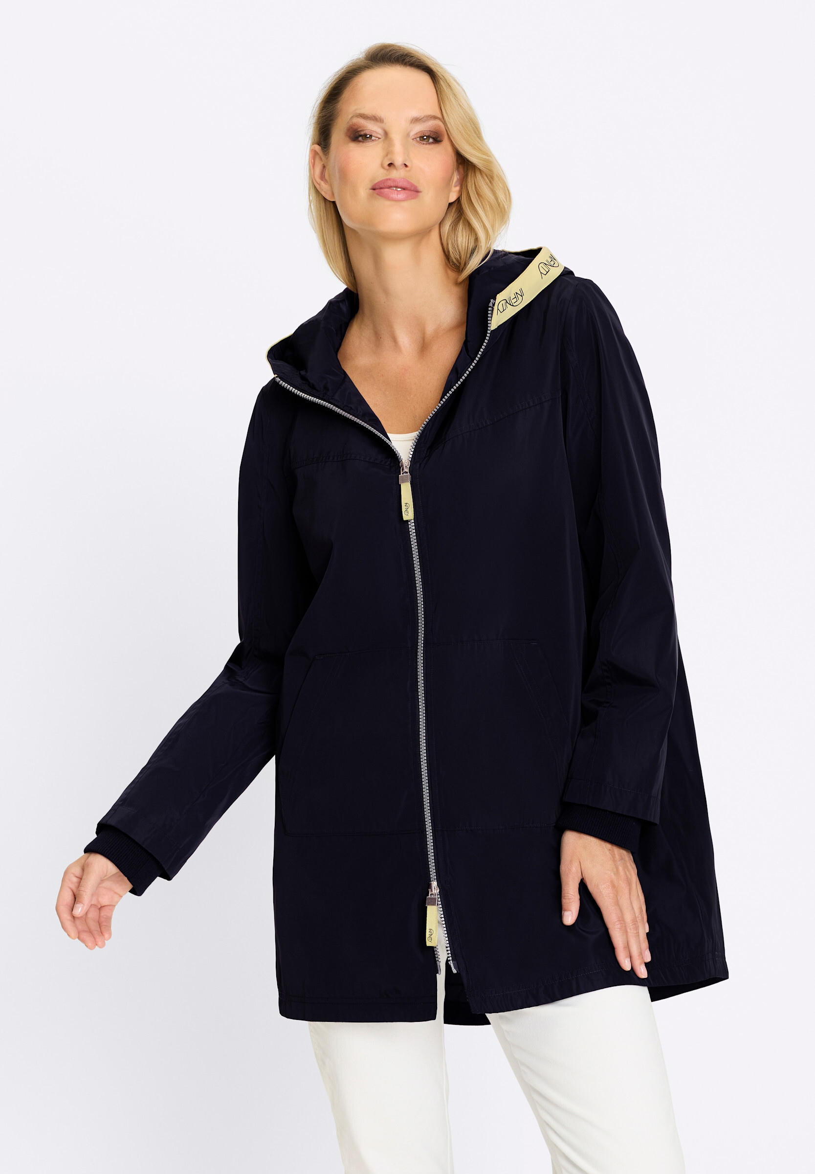 heine Langjacke »Outdoorjacke Longjacke mit Kontrasten« mit Kapuze