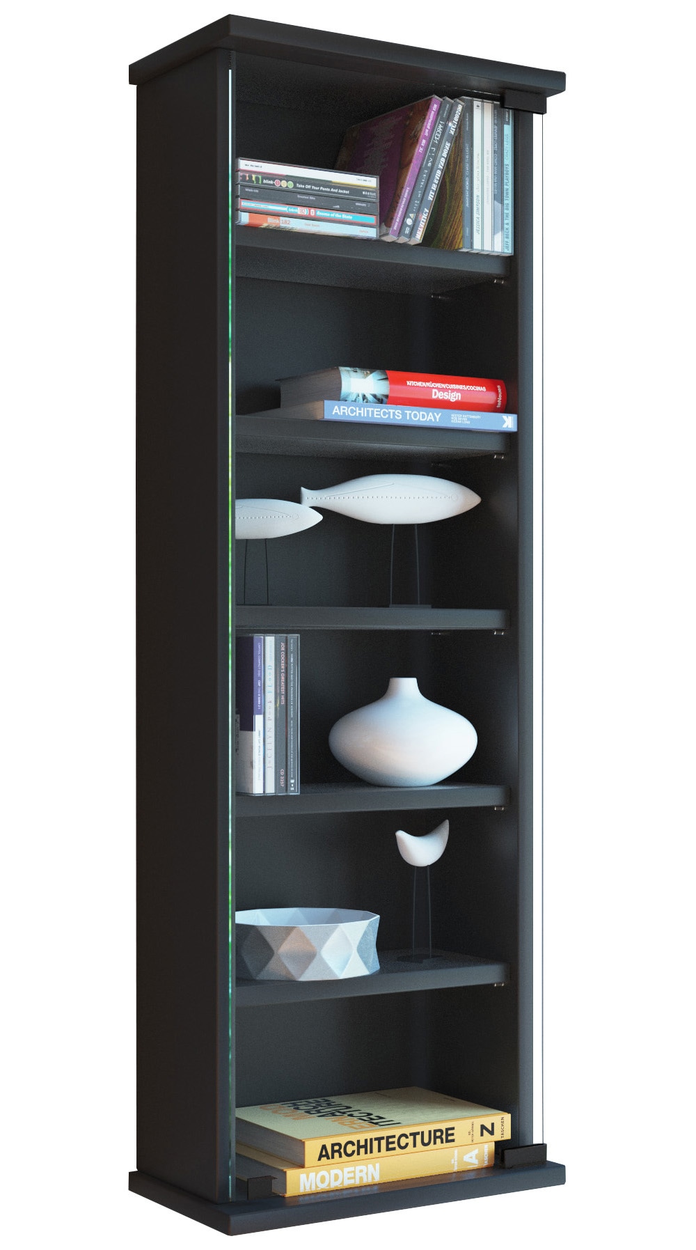 VCM Media-Regal »Holz CD DVD Wandregal Schrank Loposa Glastür« 1 Stk. tlg.