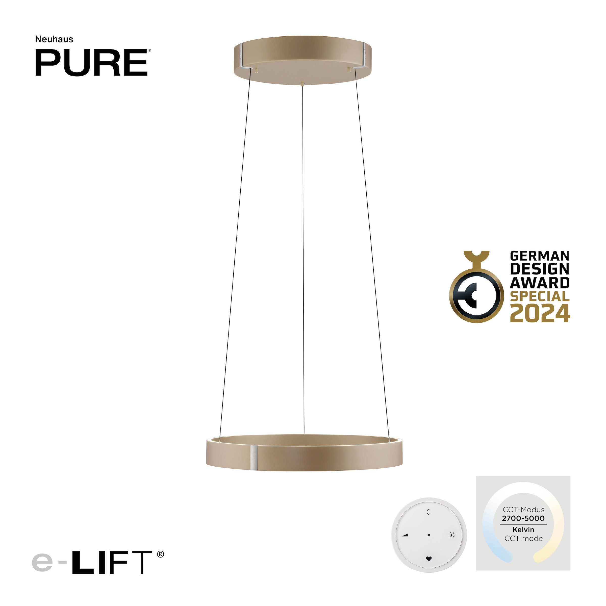 Neuhaus PURE LED Pendelleuchte »PURE E-Clipse« LED-Board 1 Stk. warmweiß - kaltweiß e-LIFT®-Funktion, CCT, dimmbar über Fernbedíenung