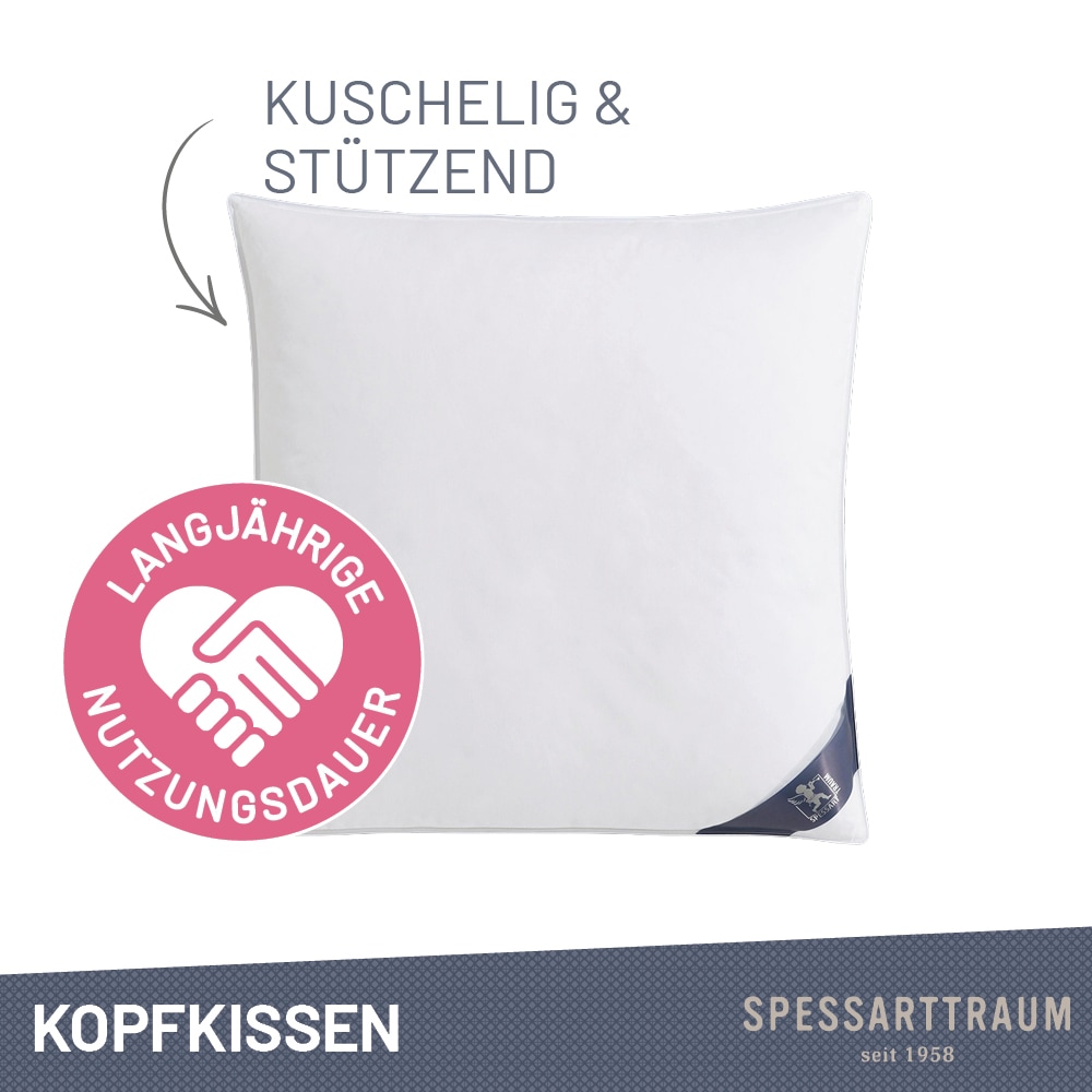 SPESSARTTRAUM Gänsedaunenkopfkissen »Premium«, Füllung: 60% Gänsedaunen / 40% Gänsefedern, Klasse 1, Downpass zertifiziert, Bezug: 100% Baumwolle, nachhaltig (Made in Green), Hausstauballergiker geeignet, (1 St.), gute Stützkraft
