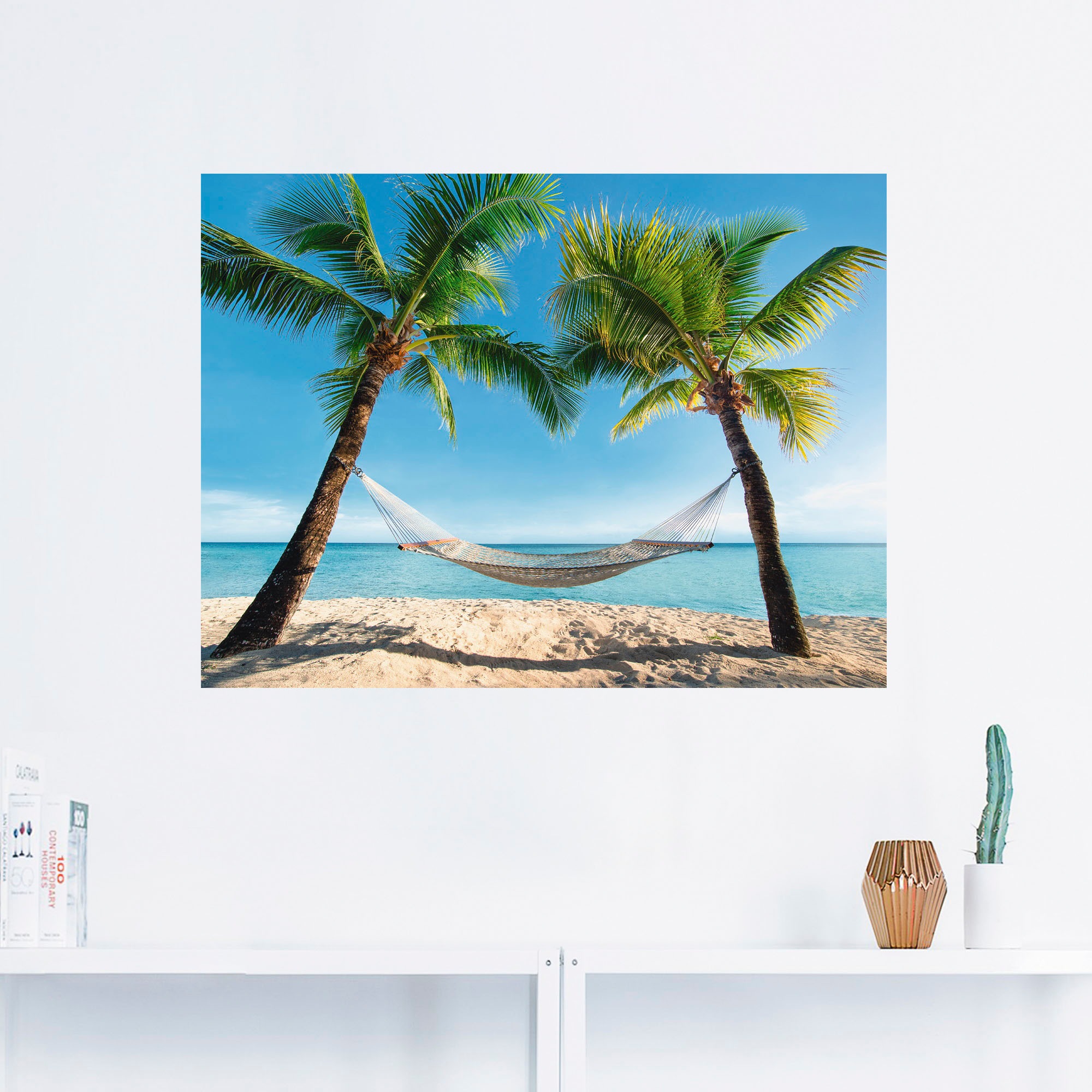 Artland Wandbild »Palmenstrand Karibik mit Hängematte«, Amerika, (1 St.), als Leinwandbild, Poster, Wandaufkleber in verschied. Größen