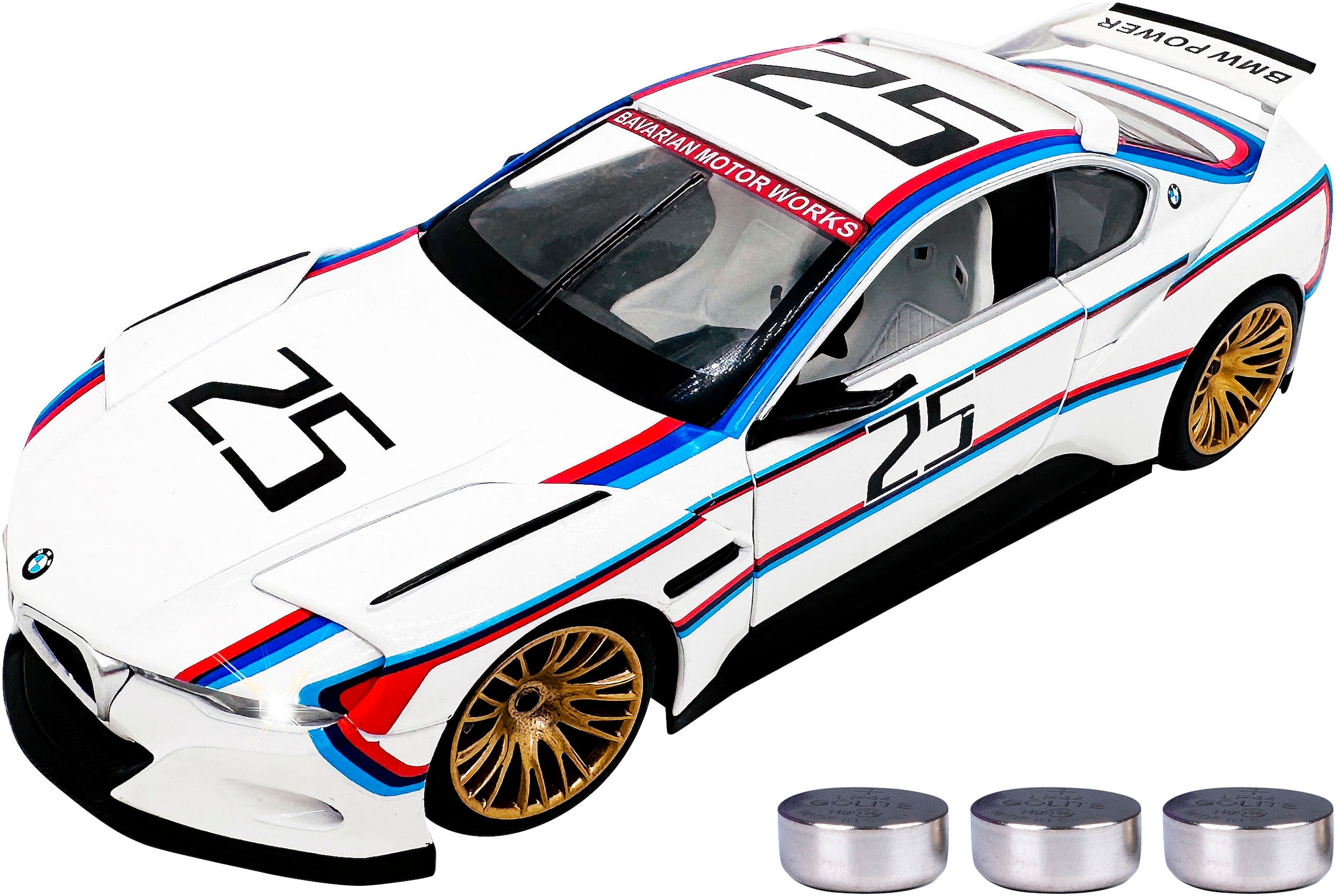 Jamara Spielzeug-Auto »Diecast, BMW 3.0 CSL Hommage R weiß inklusive Batterien« LED Licht; Maßstab 1:24