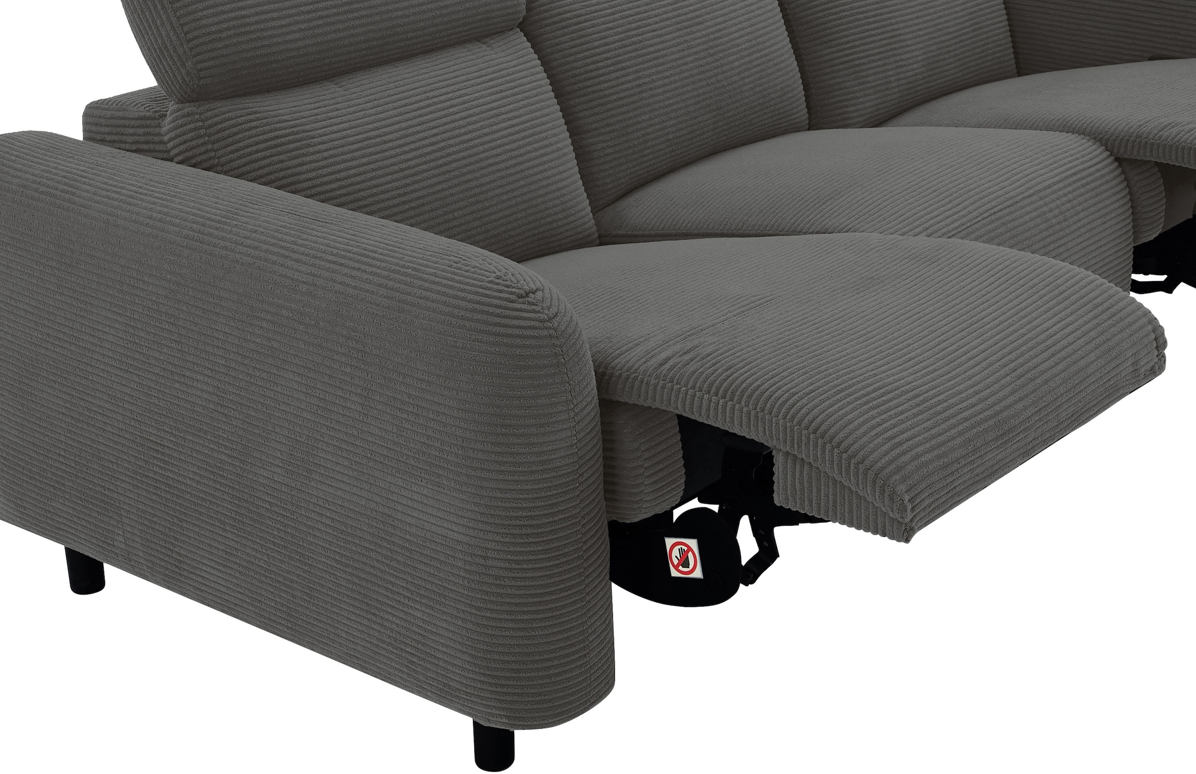 OTTO home 3-Sitzer »SKAANE Cord-Sofa, 229 cm, manuelle u. elektrische Relaxfunktion« Relax-Funktion in 2 Sitzen, Kopfteilverstellung, Federkernpolsterung