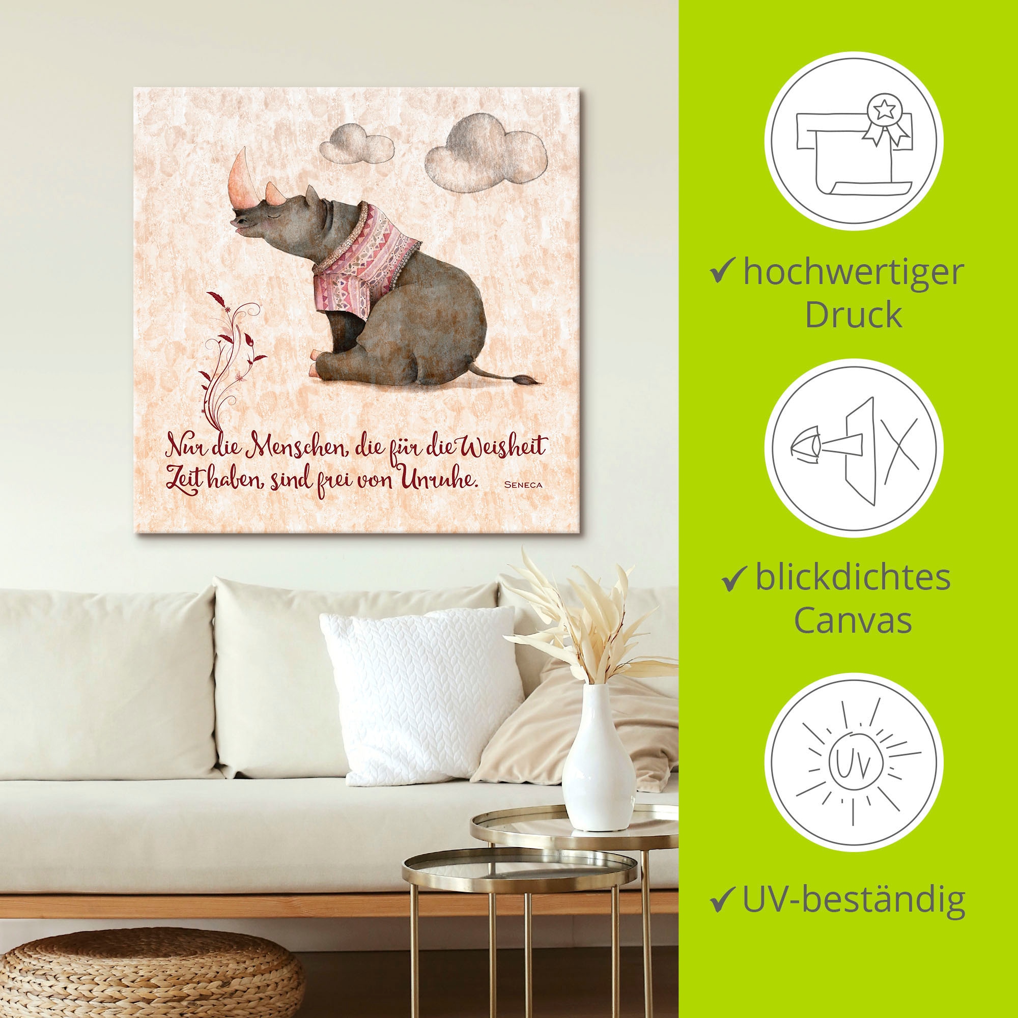Artland Leinwandbild »Lebensweisheit Zeit« Tiere 1 Stk. tlg. auf Holzrahmen gespannt