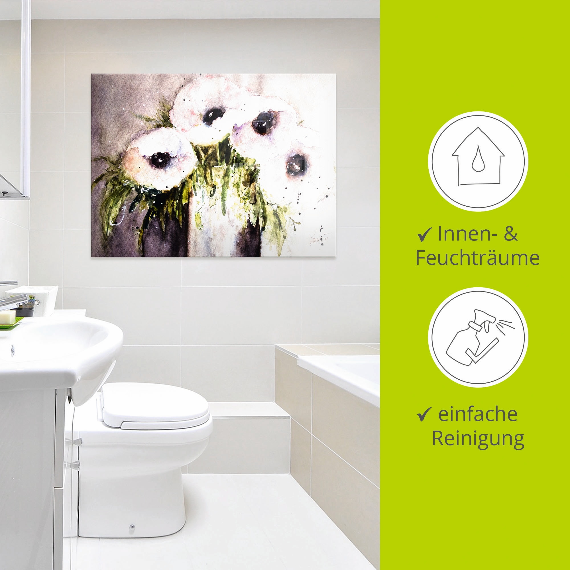 Artland Glasbild »Lila Mohn in Vase« Blumen 1 Stk. tlg. in verschiedenen Größen