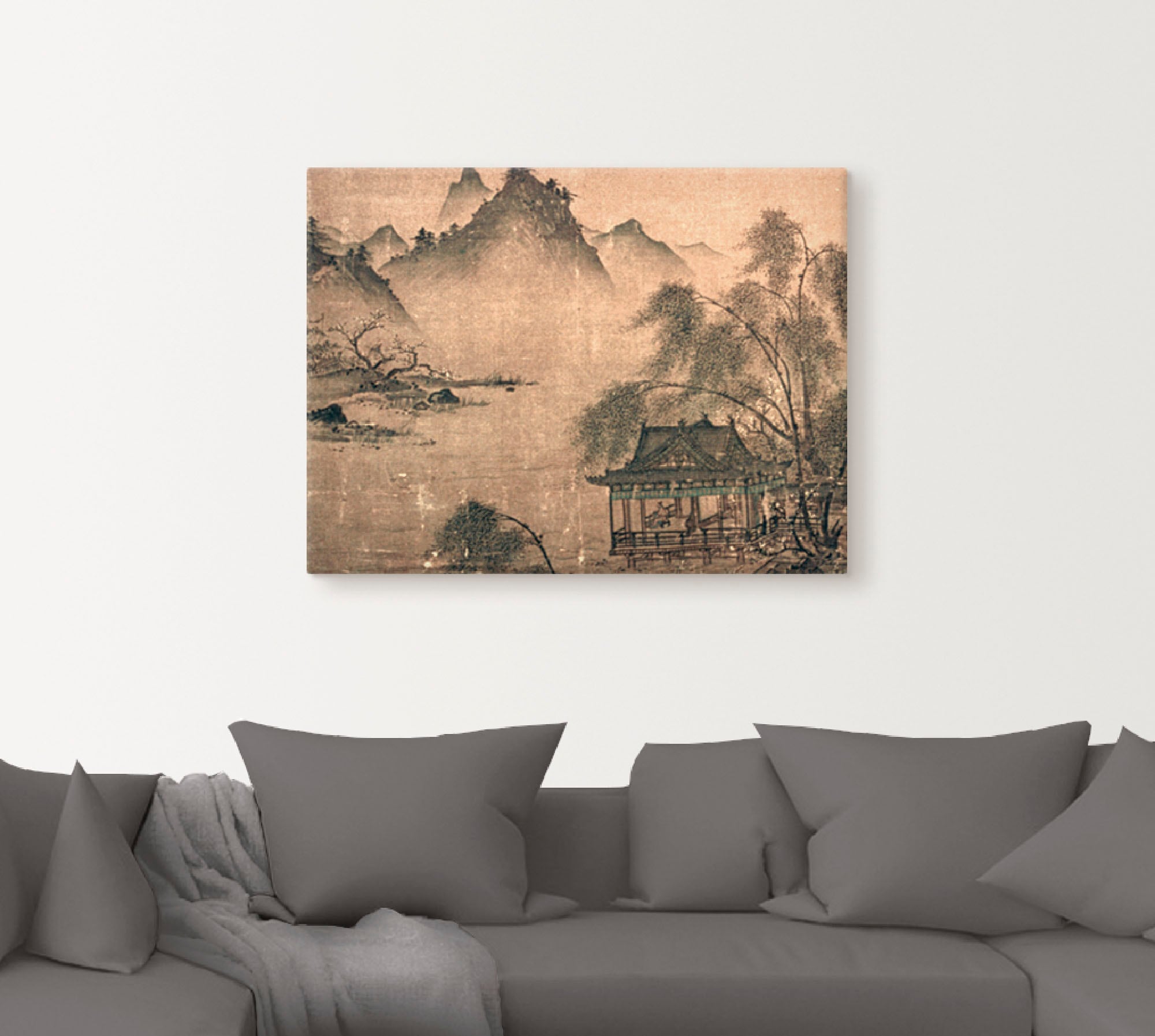 Artland Leinwandbild »Balustrade an der Wasserseite« Asien 1 Stk. tlg. auf Holzrahmen gespannt