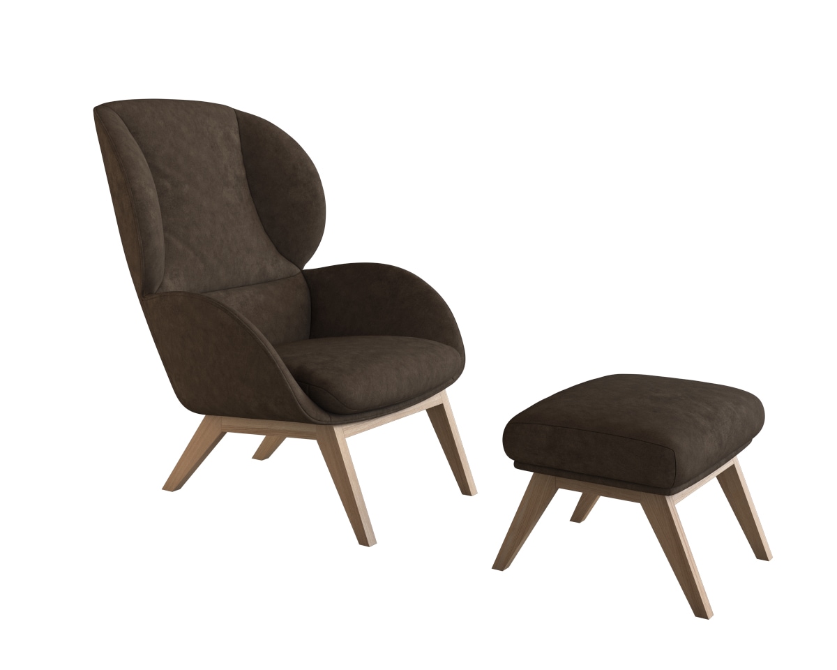 FLEXLUX Polsterhocker »Adria«, Fuß Eiche, Fußhocker für Ohrensessel