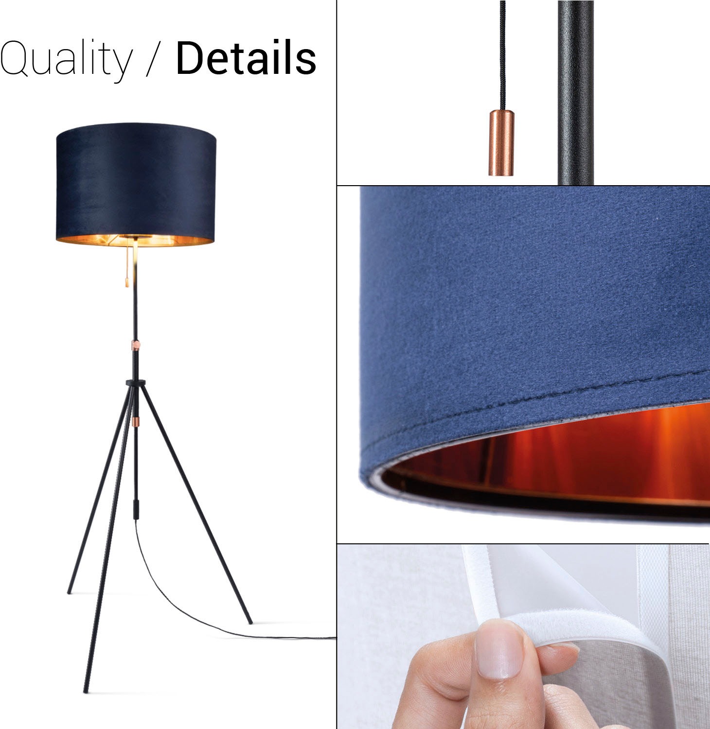 Paco Home Stehlampe »Naomi uni Color«, Leuchtmittel E27 | ohne Leuchtmittel, Wohnzimmer Höhenverstellbar 121,5 bis 176,5 cm Zugschalter Velour