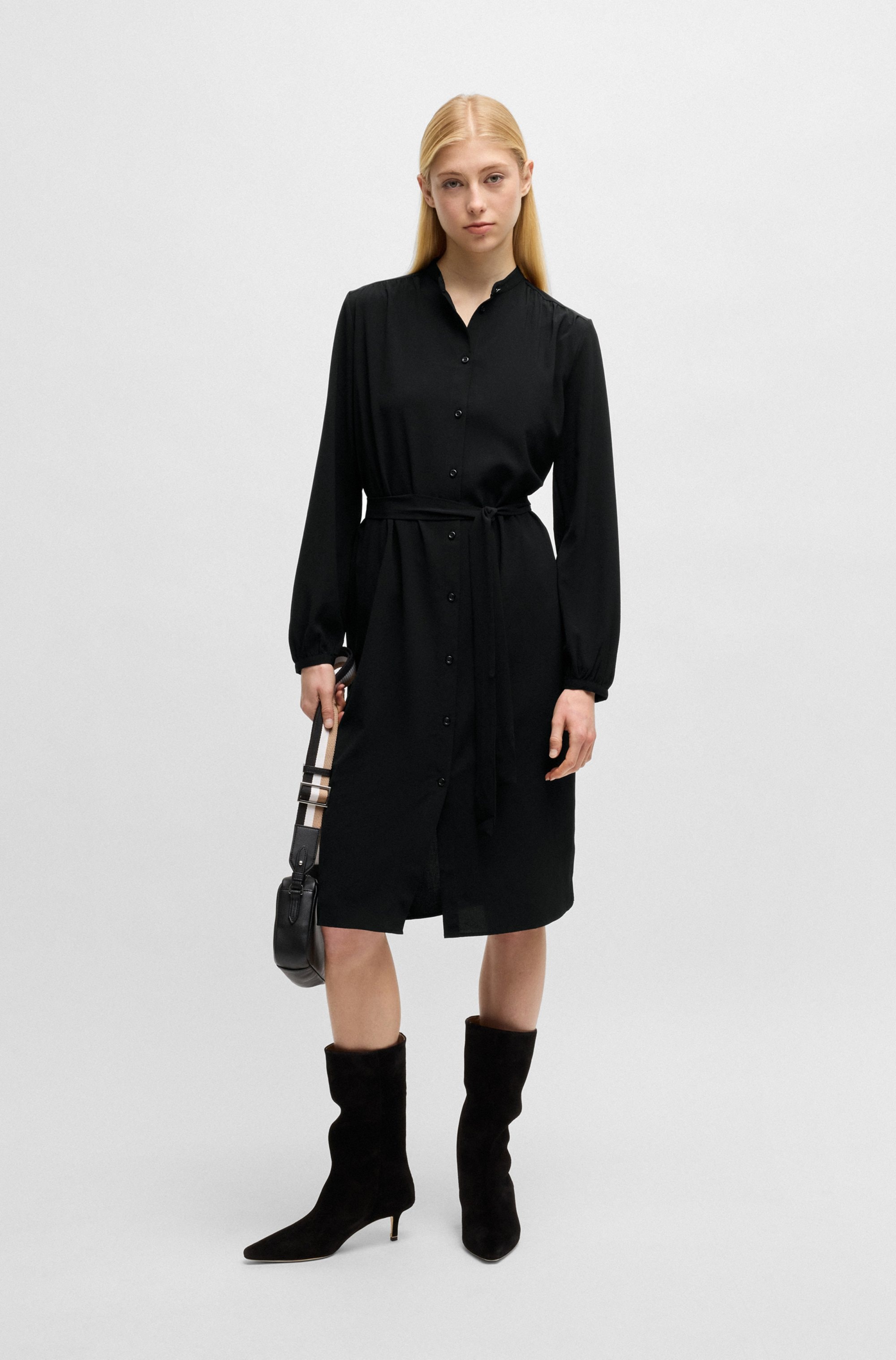 BOSS ORANGE Blusenkleid »Deborah Premium Damenmode«, mit Bindeband