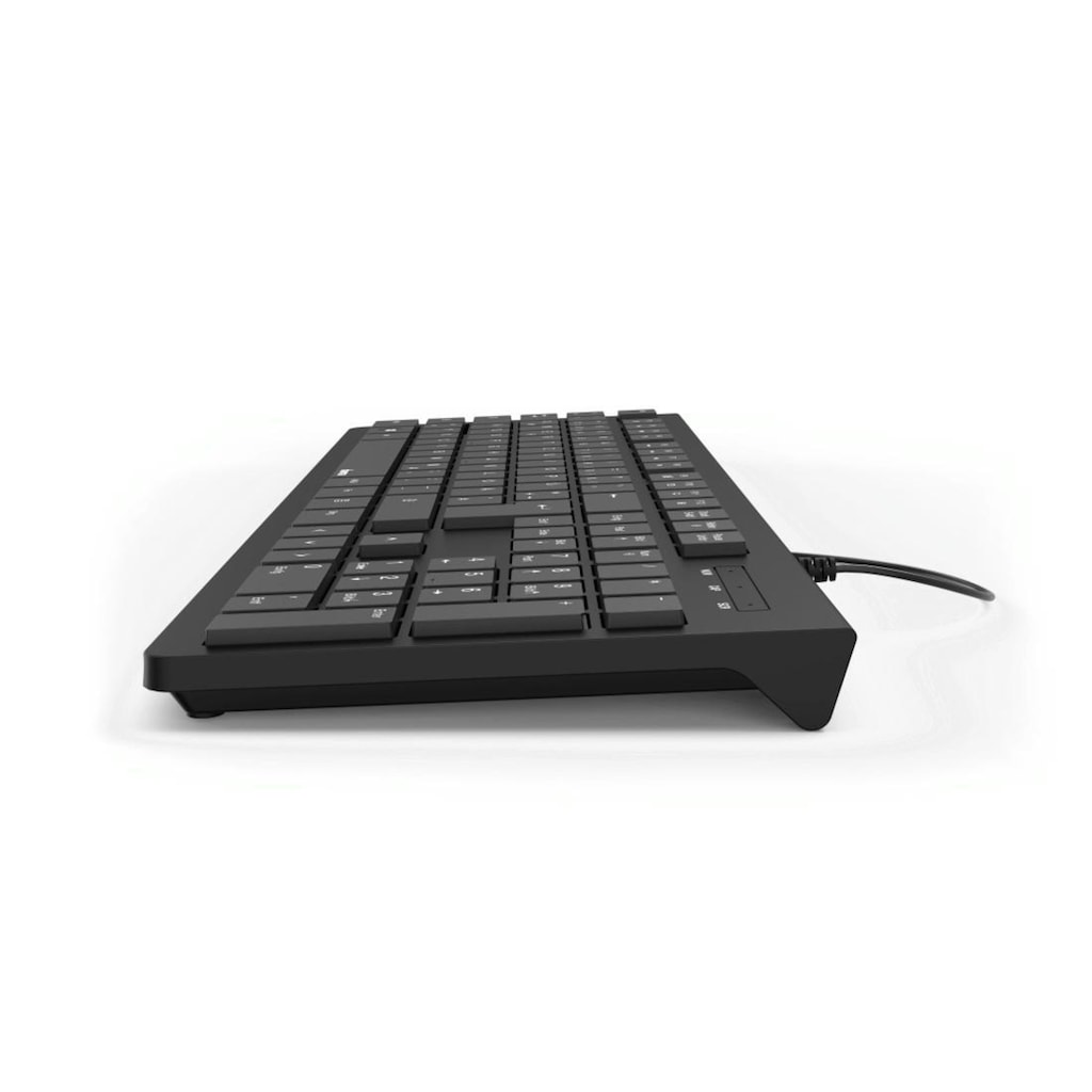 Hama PC-Tastatur »Basic-Tastatur "KC-200", Schwarz USB-A-Stecker, Kabellänge 1,5 m«, Abgesetzte Tasten/Klappbare Standfüße