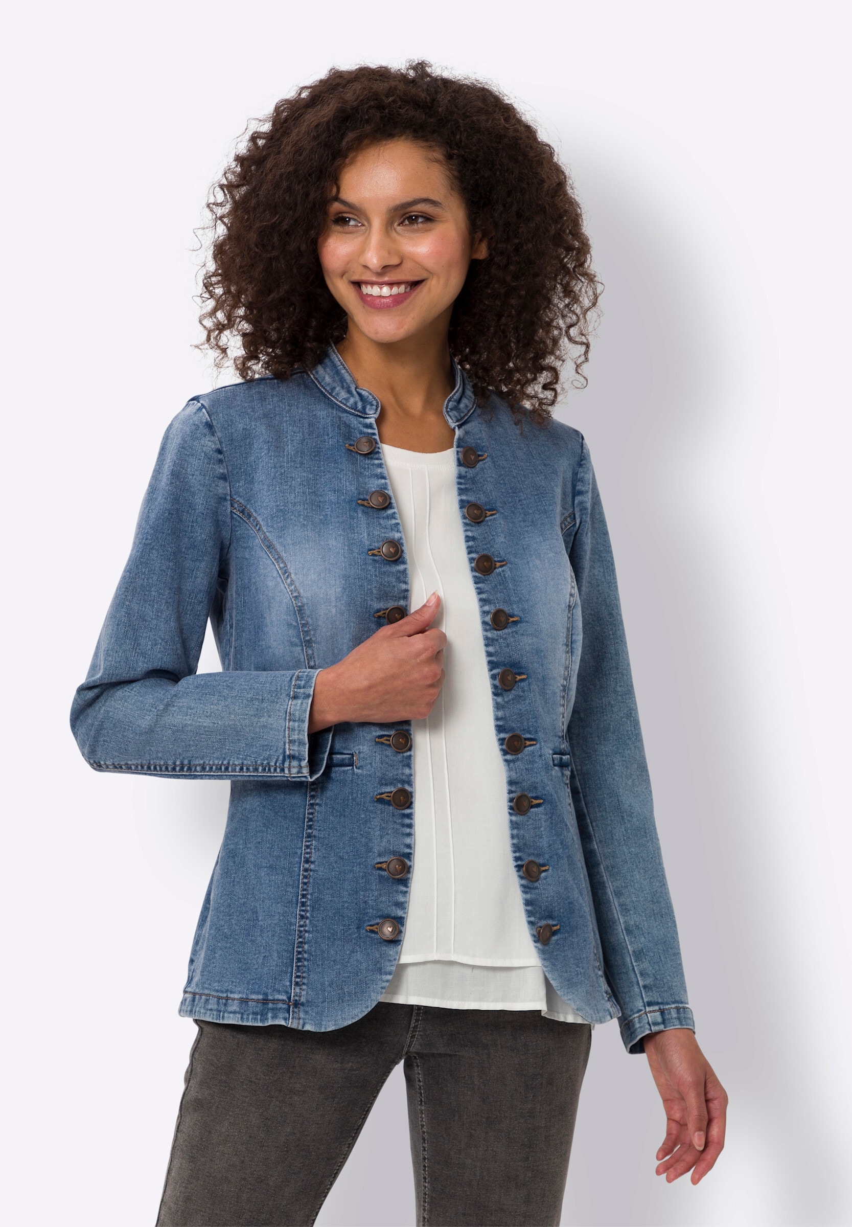 heine Jeansblazer »Jeans-Blazer Jeansblazer mit Häkchenverschluss«