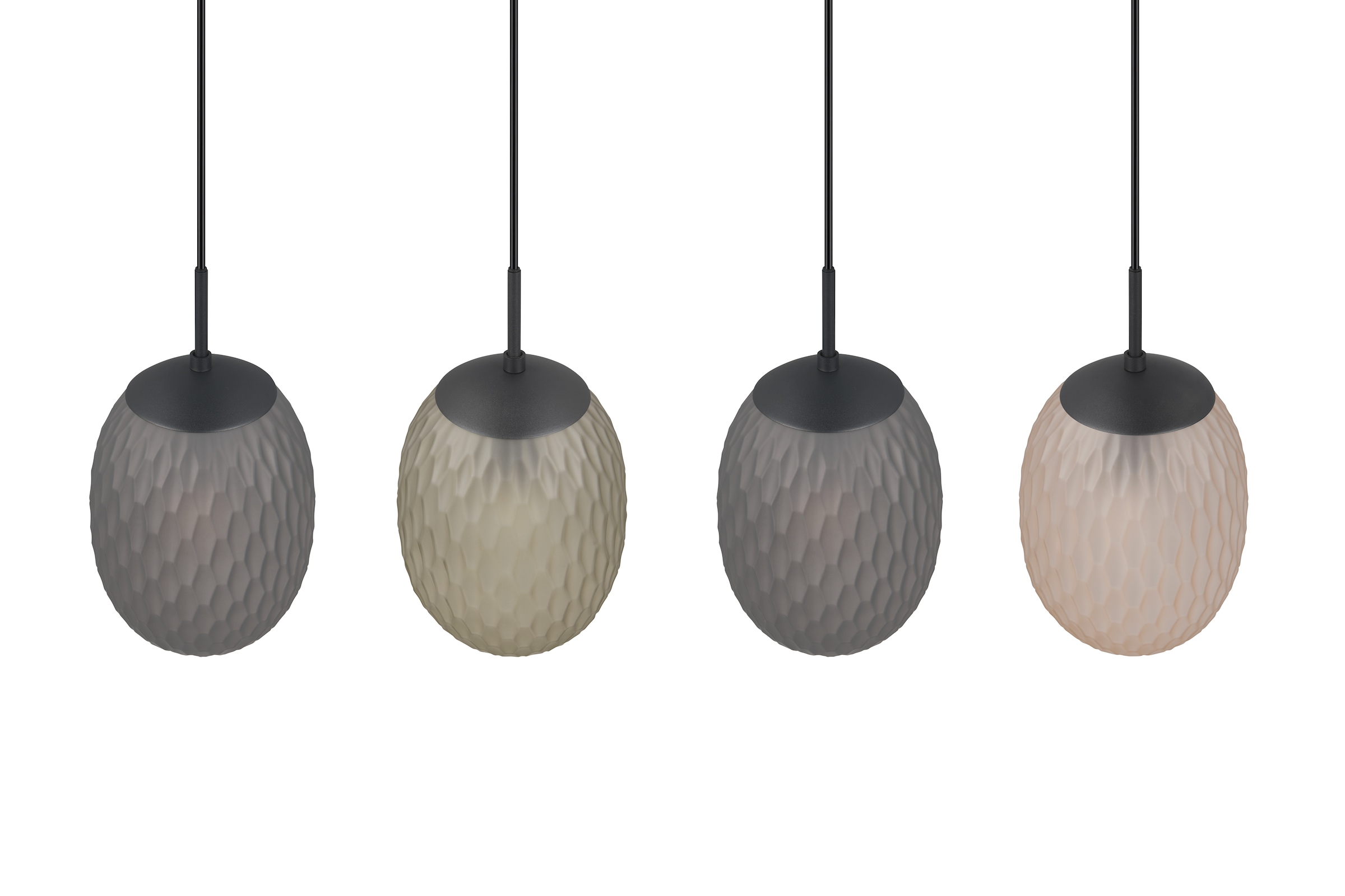 TRIO Leuchten Pendelleuchte »FACETTE, Hängeleuchte 4-flg. mit facettiertem Glasschirm in rauchgrau« E27 1 Stk. warmweiß - kaltweiß exkl. Leuchtmittel E27 max 25W, Höhe einstellbar max 150cm