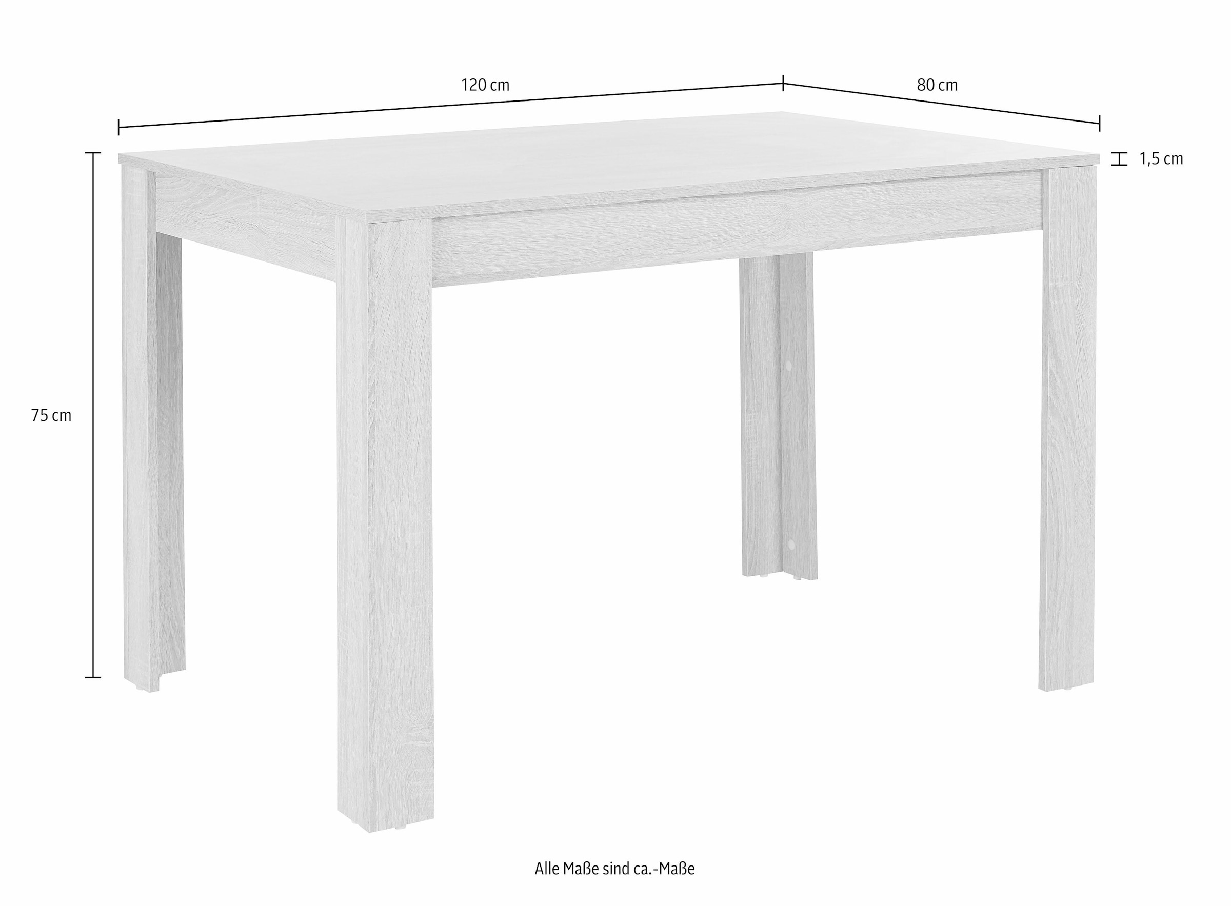 INOSIGN Essgruppe, (Set, 5 tlg.), mit Tisch in Eichefarben Sägerau, Breite  120 cm bequem kaufen