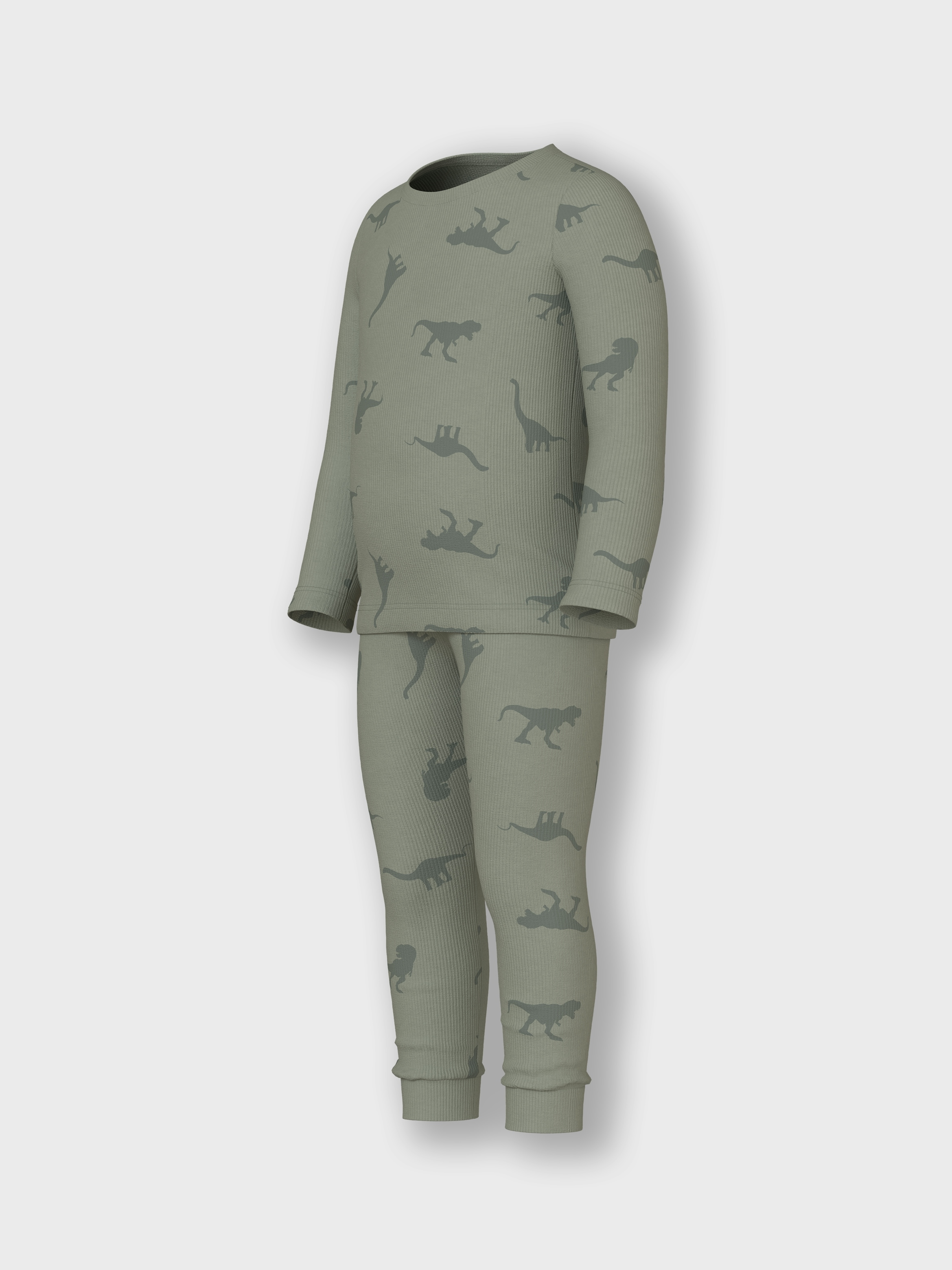 Name It Schlafanzug »NMMNIGHTSET AGAVE GREEN DINO RIB NOOS«, (Set, 2 tlg.)