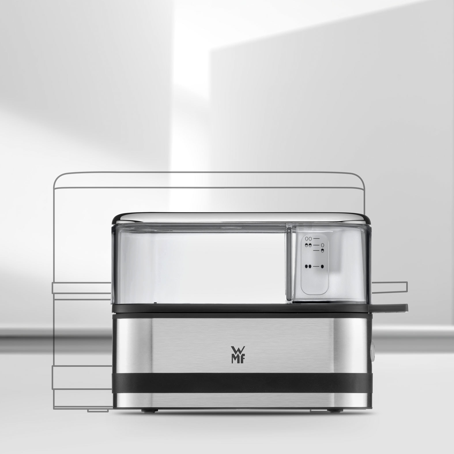 WMF Eierkocher »KÜCHENminis® 2-Eier-Kocher, integrierter Wasserdosierer und Eipick« für 2 Stk. Eier 250 W hochwertiges Chromargan und langlebiges Tritan, Grifffläche