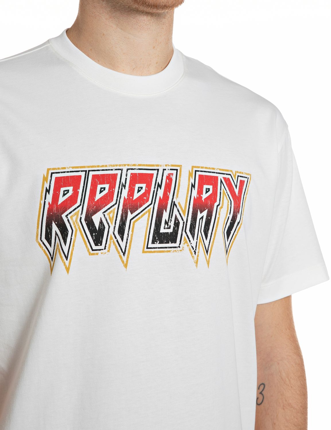 Replay T-Shirt mit Frontprint, reine Baumwolle