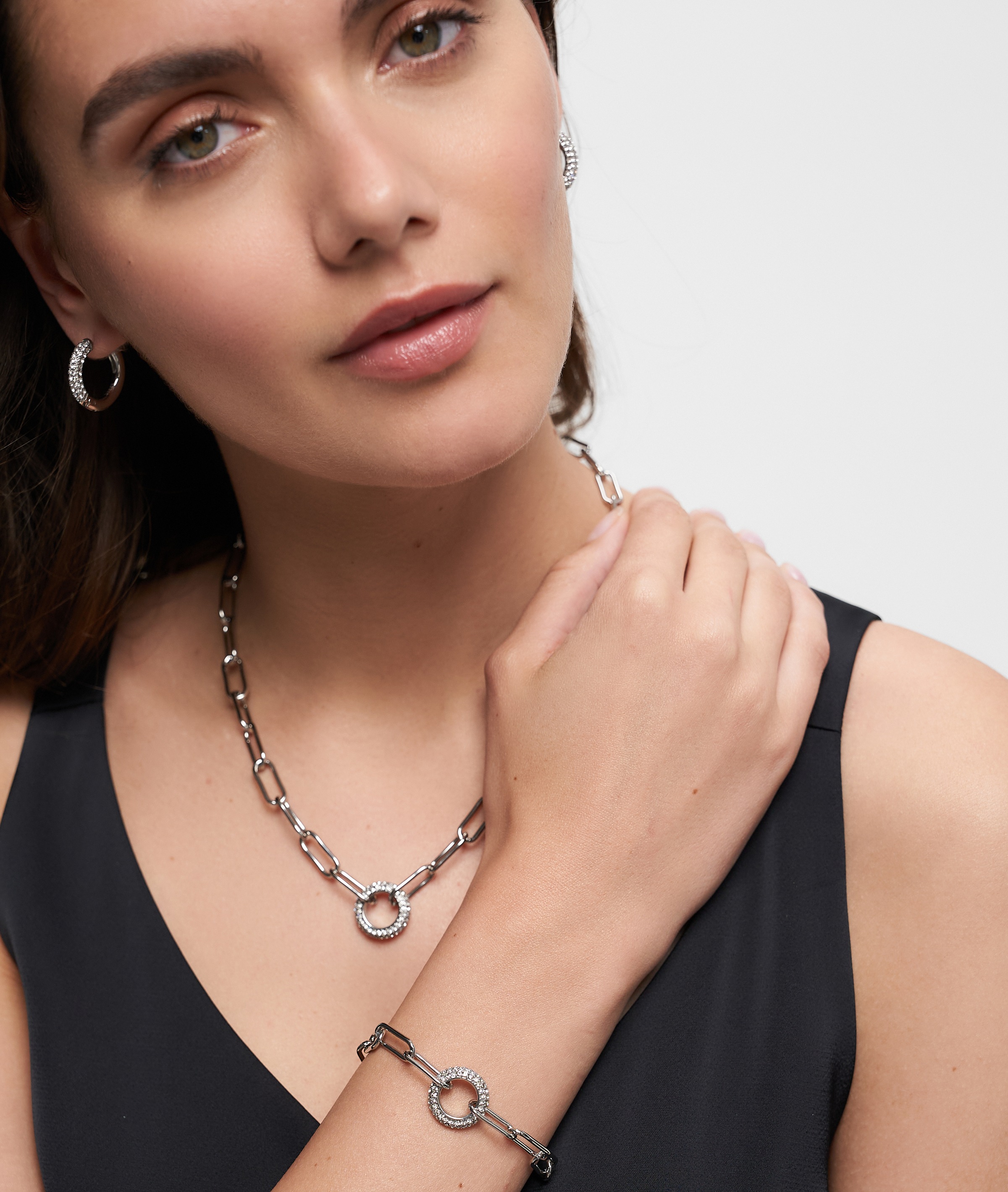 Tamaris Gliederarmband »Schmuck Geschenk Edelstahl Armkette The Glitter Donut« mit Glasstein