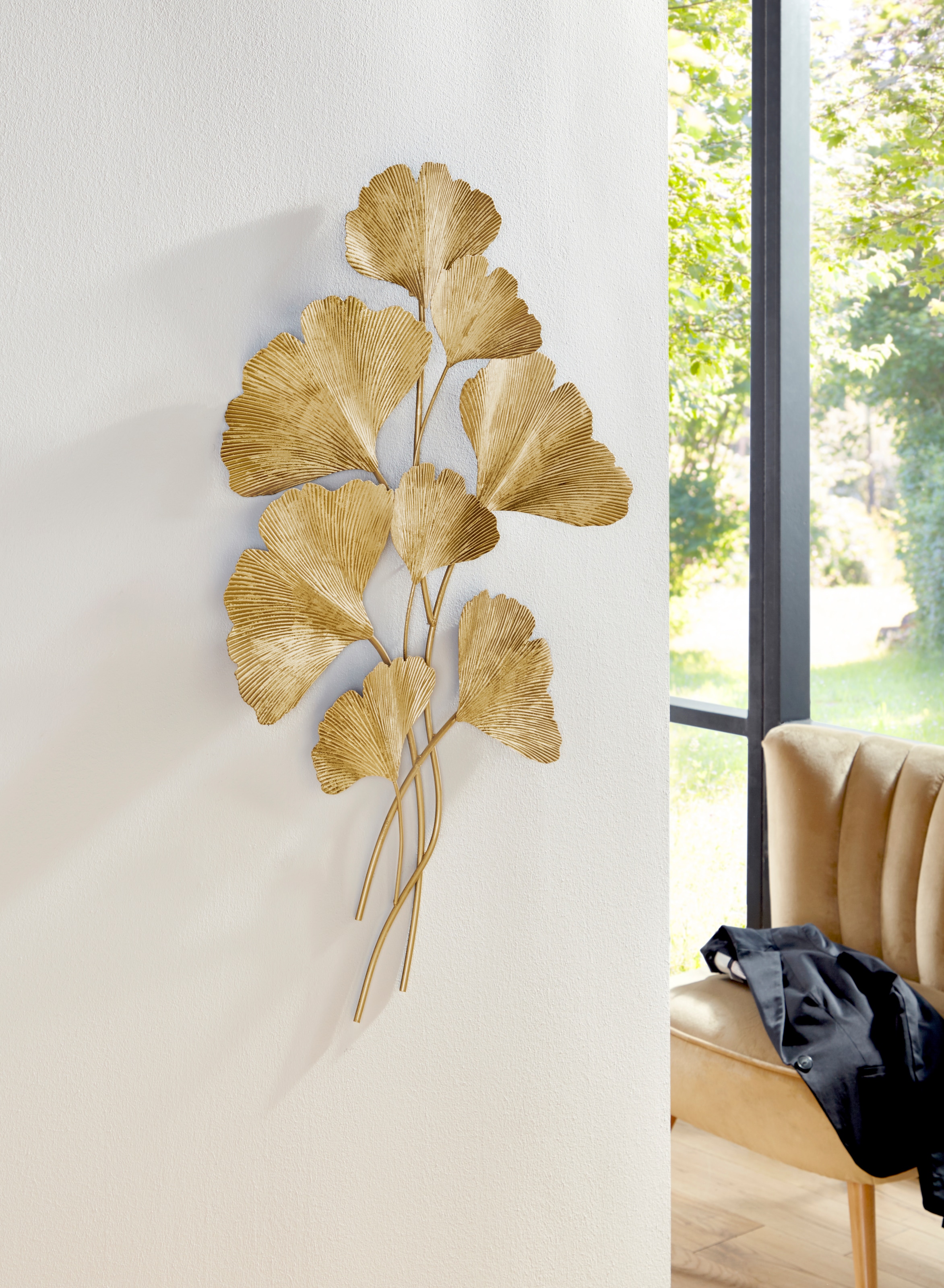 Leonique goldfarben«, Wanddekoobjekt kaufen bequem »Ginkgo, aus Wanddeko, Metall, Wohnzimmer