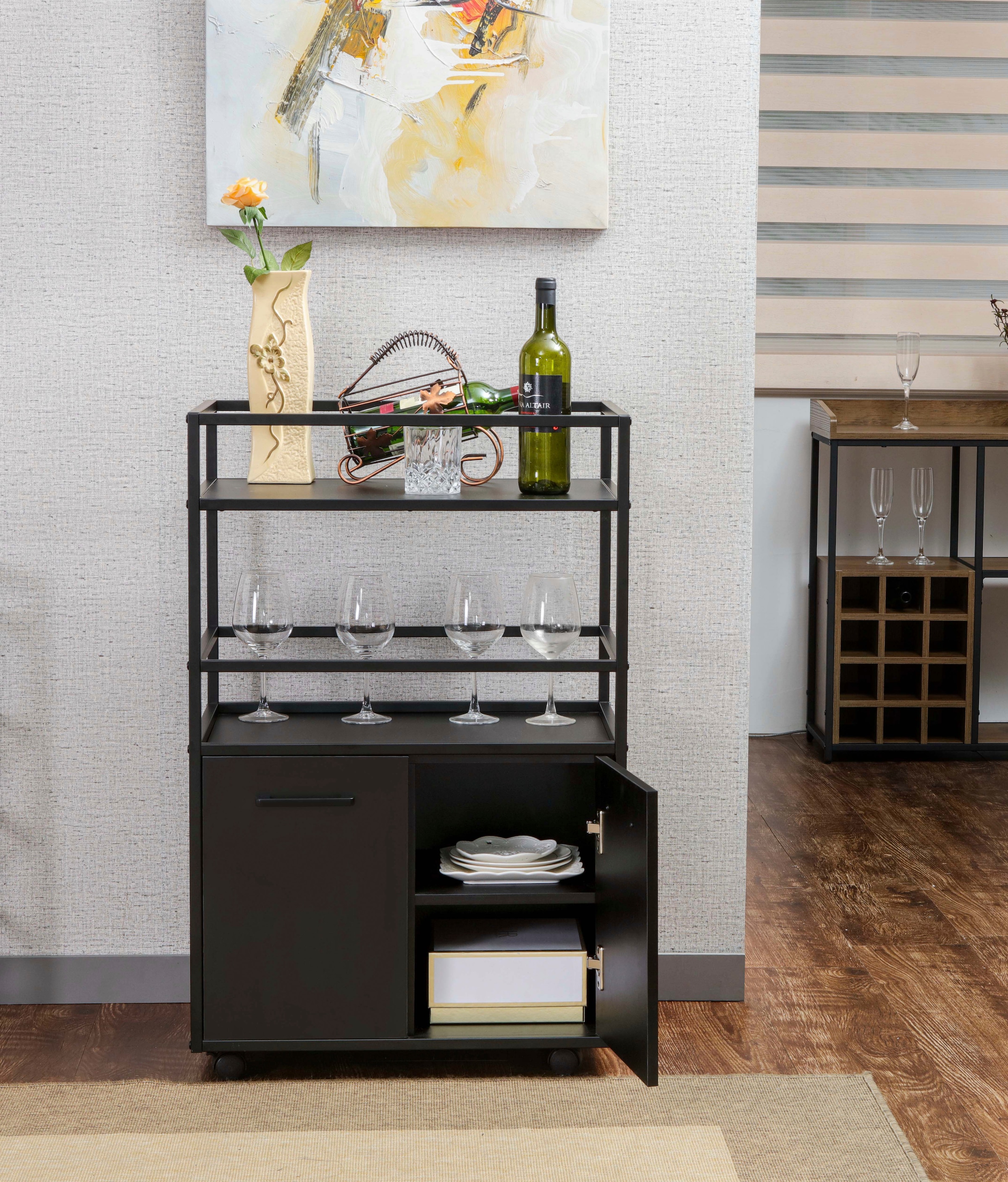 Home affaire Barschrank »Perth« 1 Stk. tlg. Barschrank mit 2 Türen & offenem Fach - (B/T/H) 60/40/94 cm