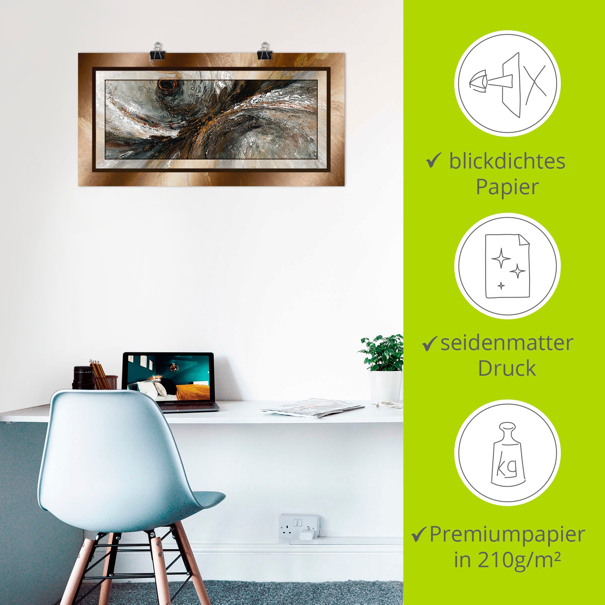 Artland Wandbild »Gold Abstrakt 2« Gegenstandslos 1 Stk. tlg. als Alubild, Outdoorbild, Leinwandbild, Poster in verschied. Größen