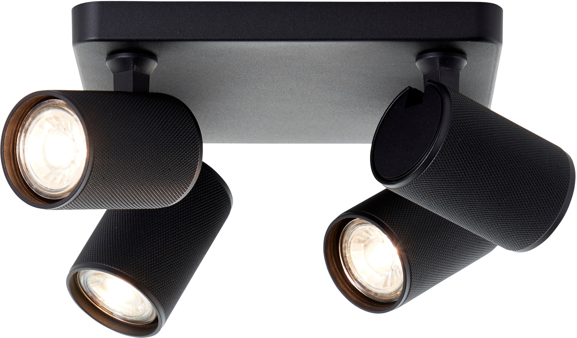 Brilliant Deckenstrahler »Marty«, 4 flammig, Leuchtmittel GU10 | LED wechselbar, Spotplatte schwenkbar, 22 x 22 cm, GU10, 345lm, schwarz