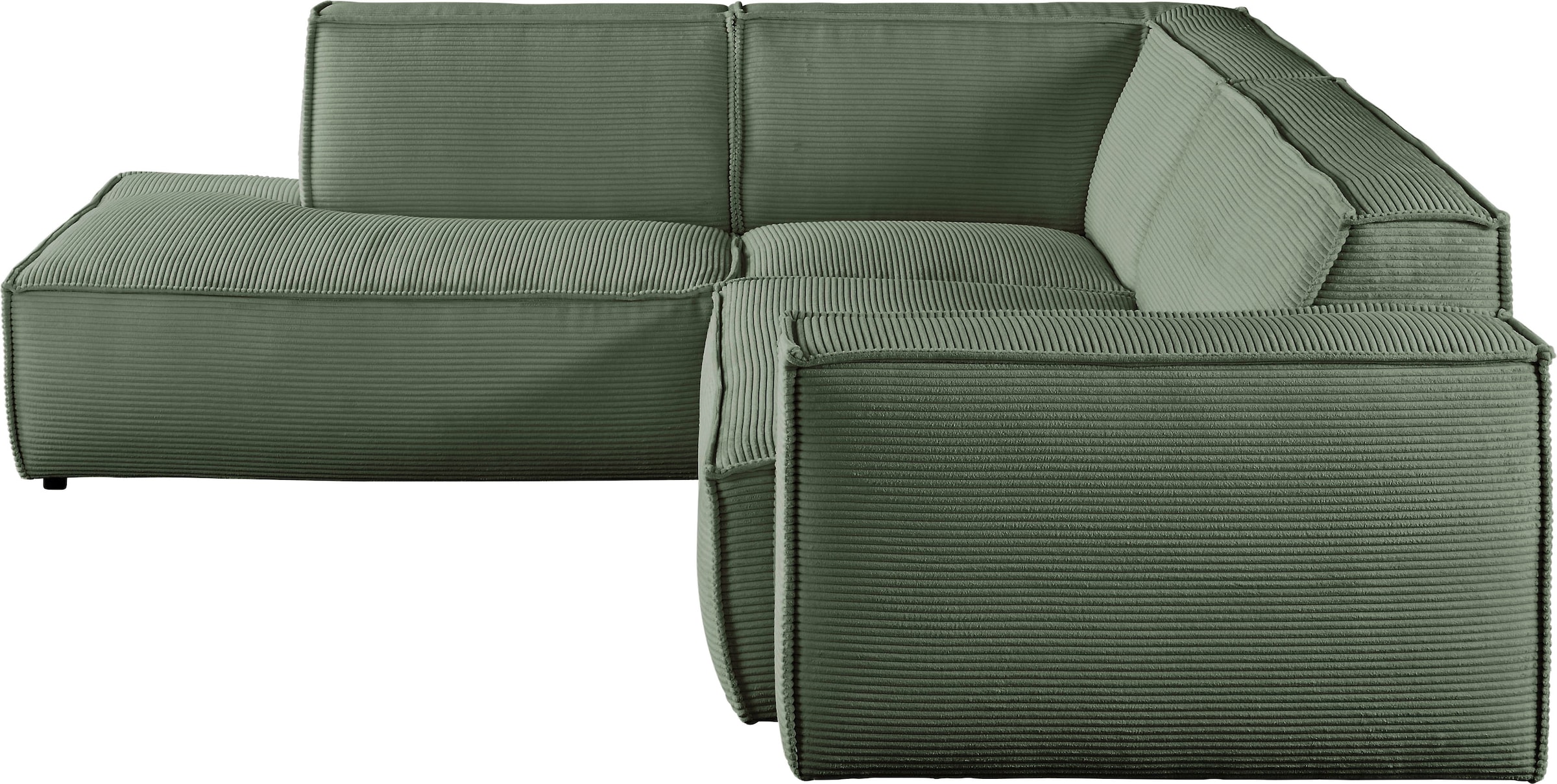 3C Candy Ecksofa »Matteo in elegant, kubischer Formensprache, bequem, L-Form«, mit auffälliger Kedernaht, Cord-Bezug, Lounge-Charakter, OTTOs Choice