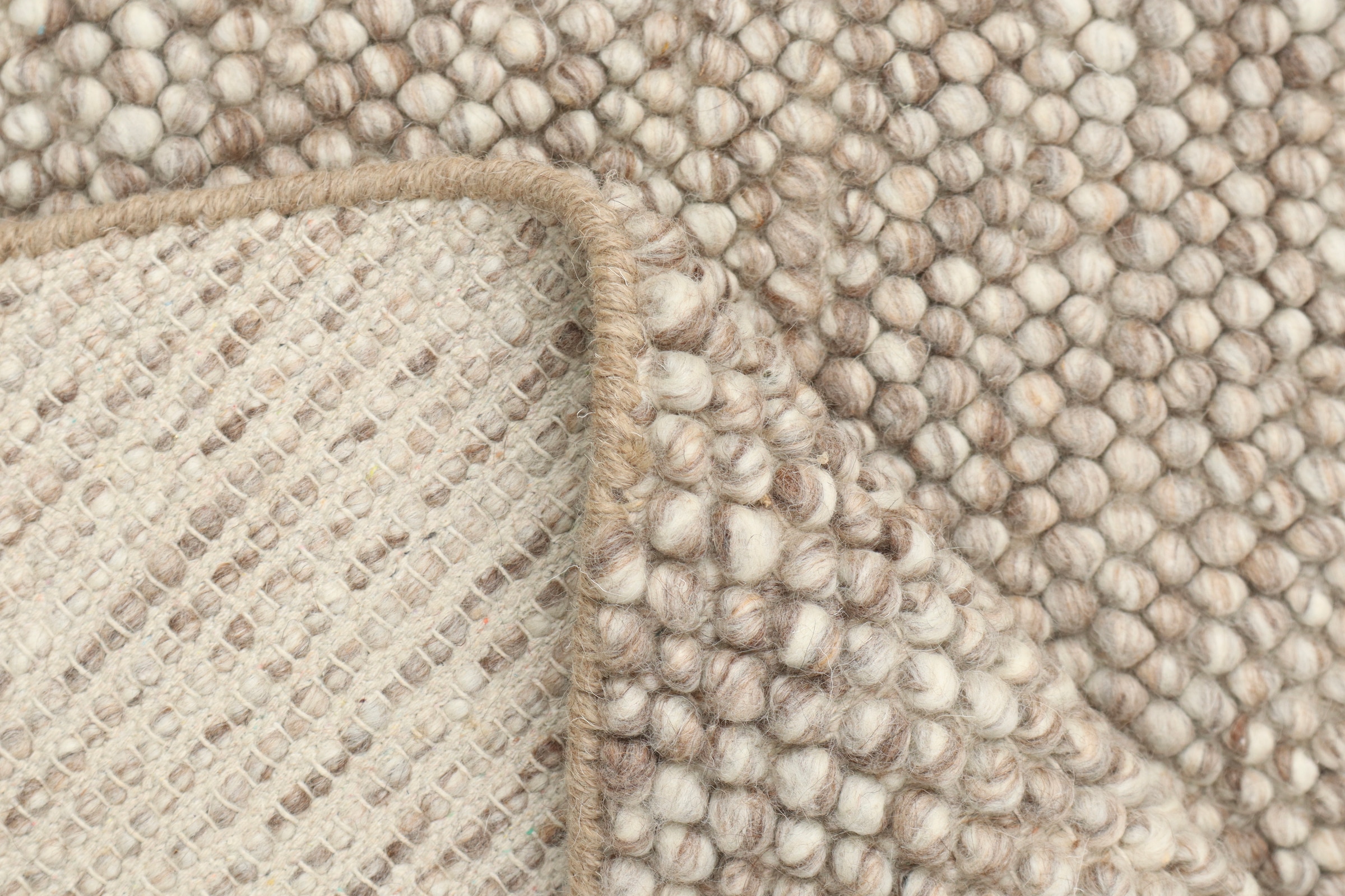 OTTO home Wollteppich »Wolly« rund 14 mm Höhe Wolle, handgewebt, Handweb Teppiche, Wohnzimmer, Schlafzimmer