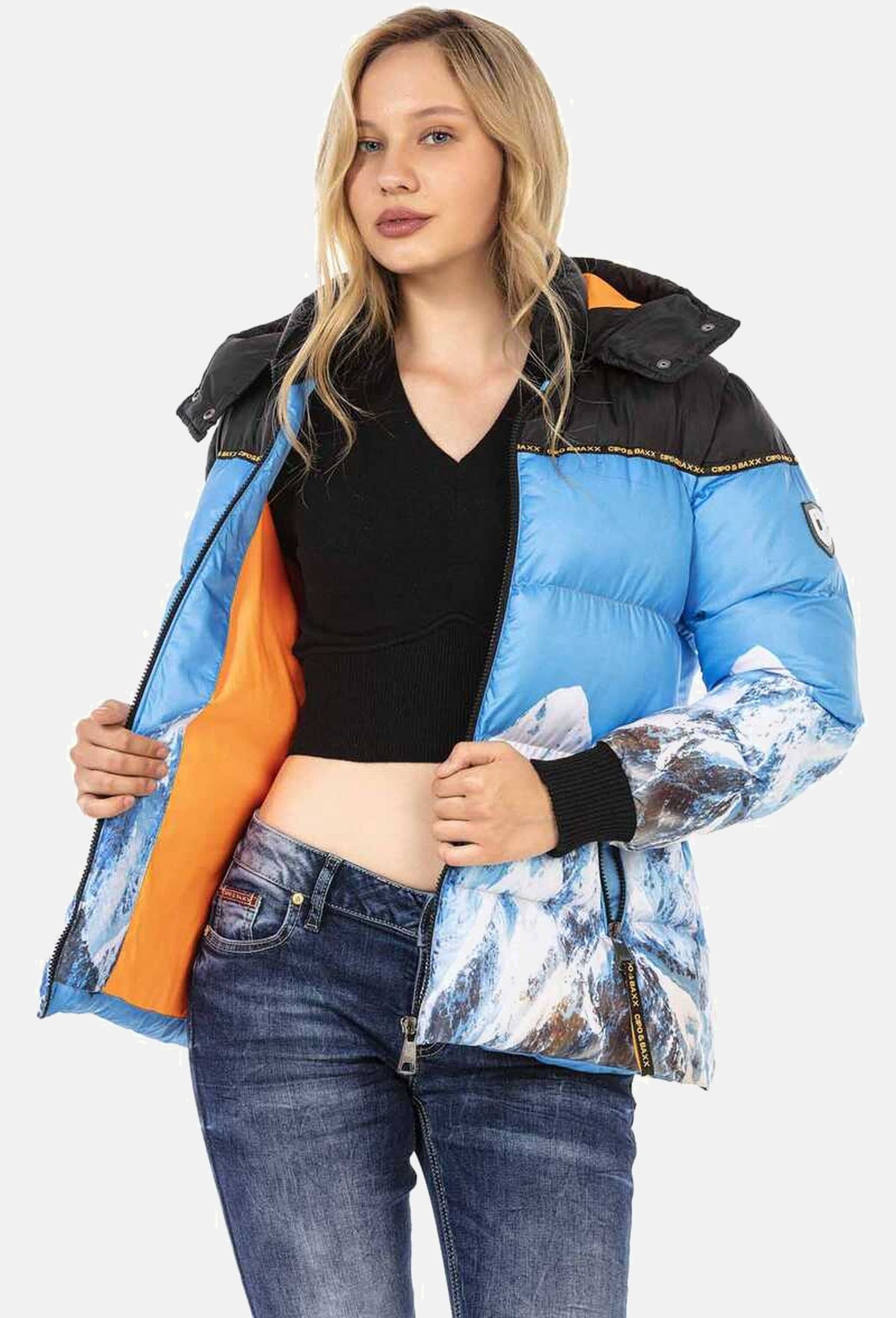 Cipo & Baxx Winterjacke »Cipo & Baxx Jacke« mit Kapuze mit auffäligem Print, WM119