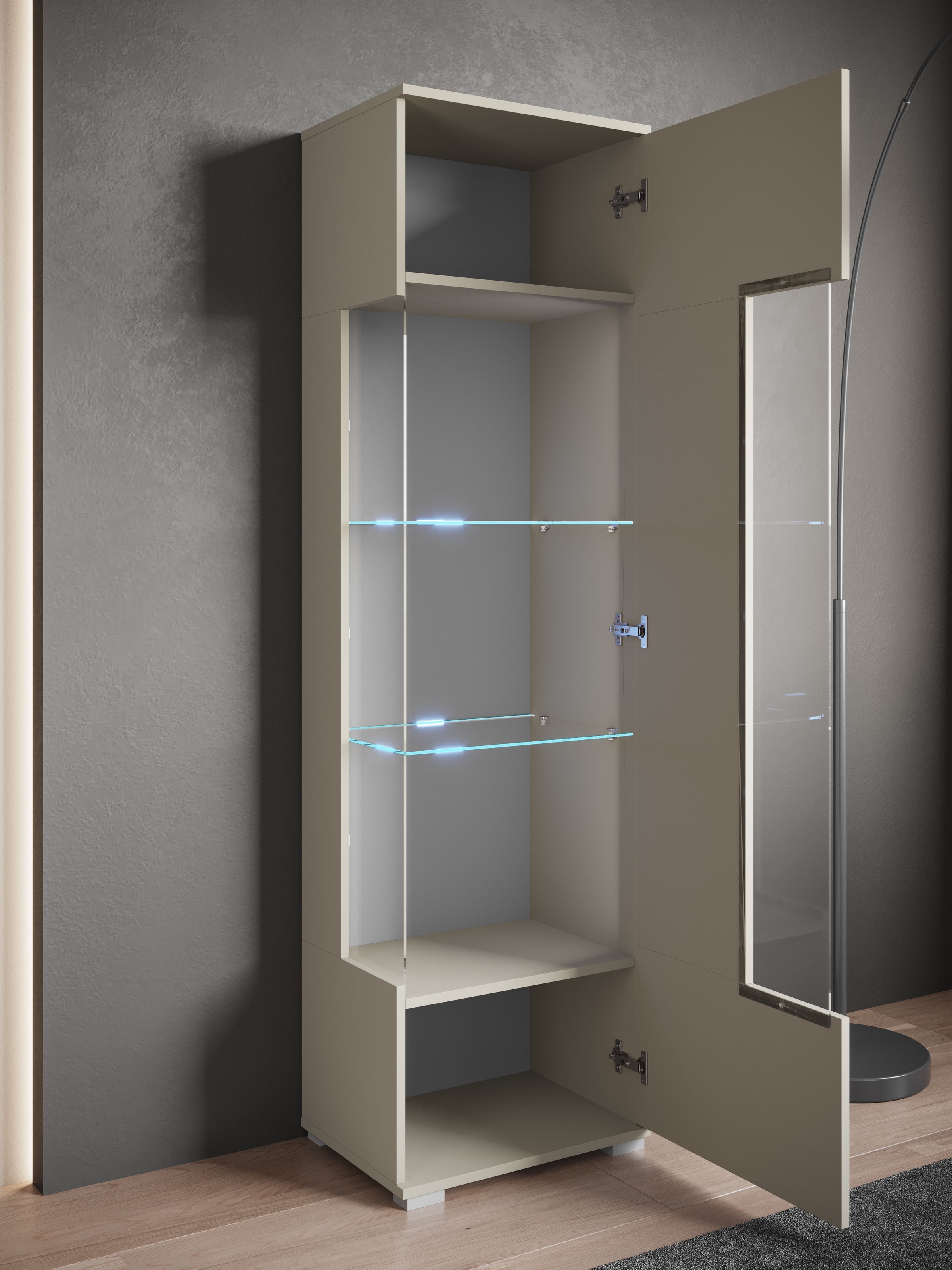 INOSIGN Vitrine »Kenia, stehend und hängend, Türanschlag wechselbar«, (1 St.), Vitrineschrank mit Glastüren 160 cm Höhe