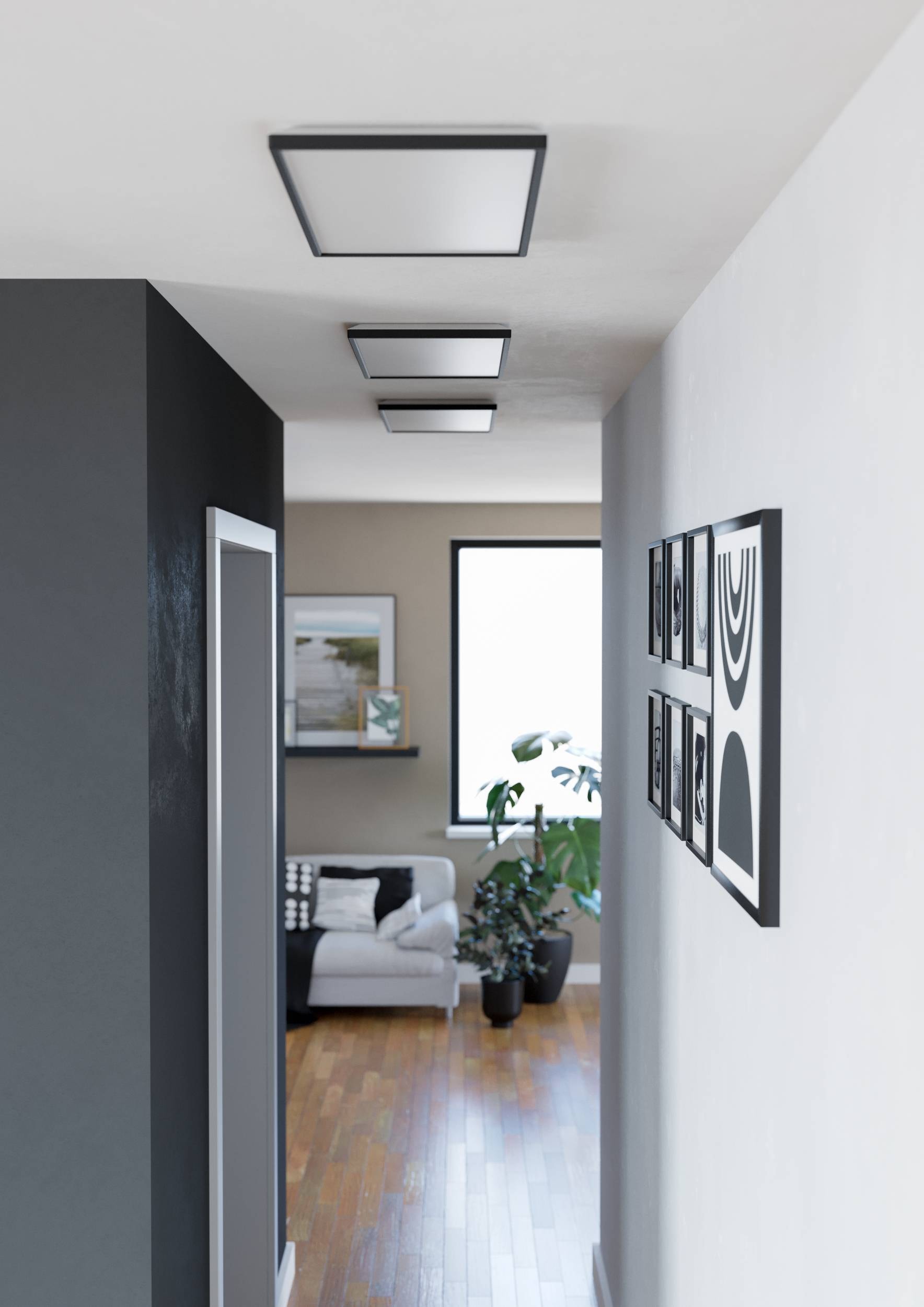 EGLO Deckenleuchte »Rovito-Z Deckenlampe, ZigBee 3.0, Kunststoff, Badezimmerlampe, IP44« LED-Modul 1 Stk. Kaltweiß | RGB Wand-/Deckenleuchte - L57 x B30 x H3 cm - schwarz - 17,2W inkl.