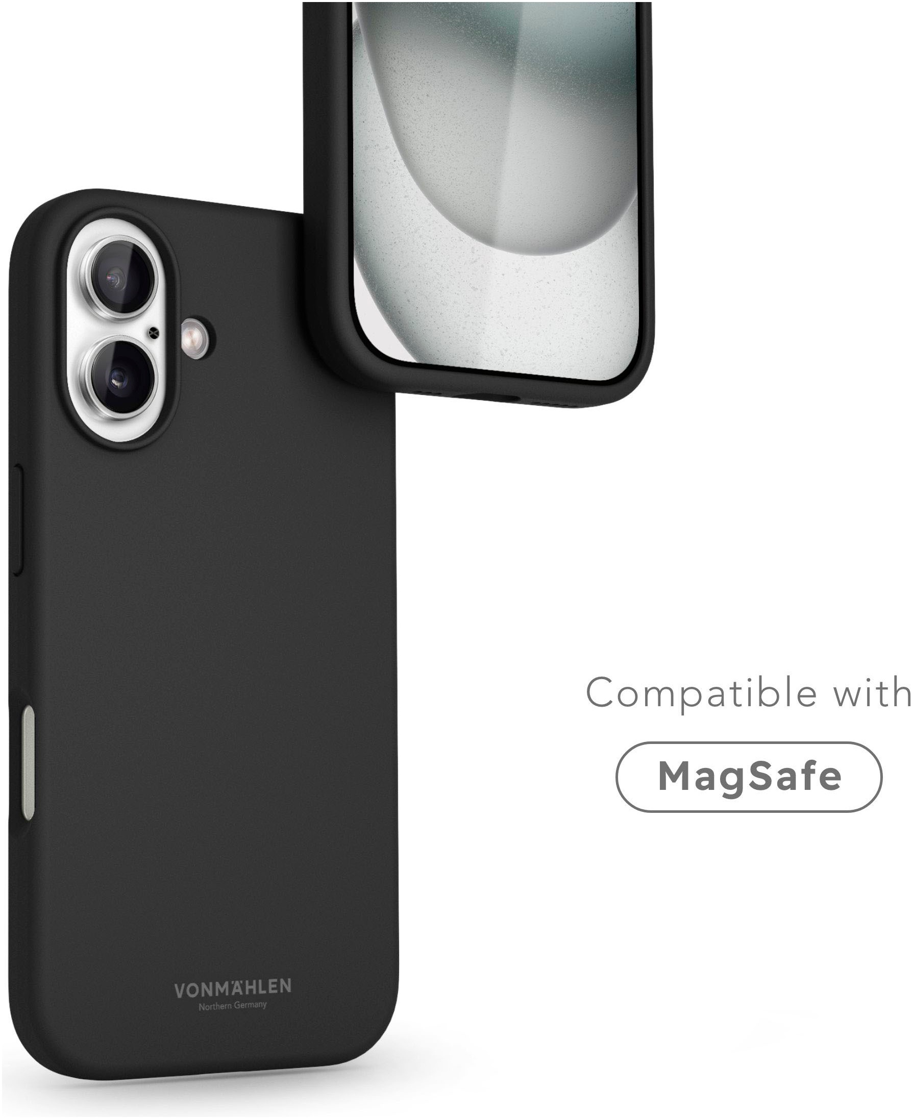 VONMÄHLEN Smartphone-Hülle »iPhone 16, Soft Silicone Case - Black«