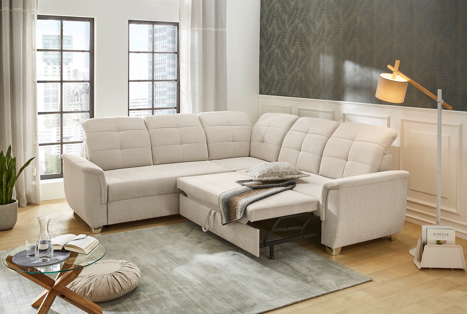 Jockenhöfer Gruppe Ecksofa Udine, verstellbare Kopfteile, Gästebett- und Relaxfunktion