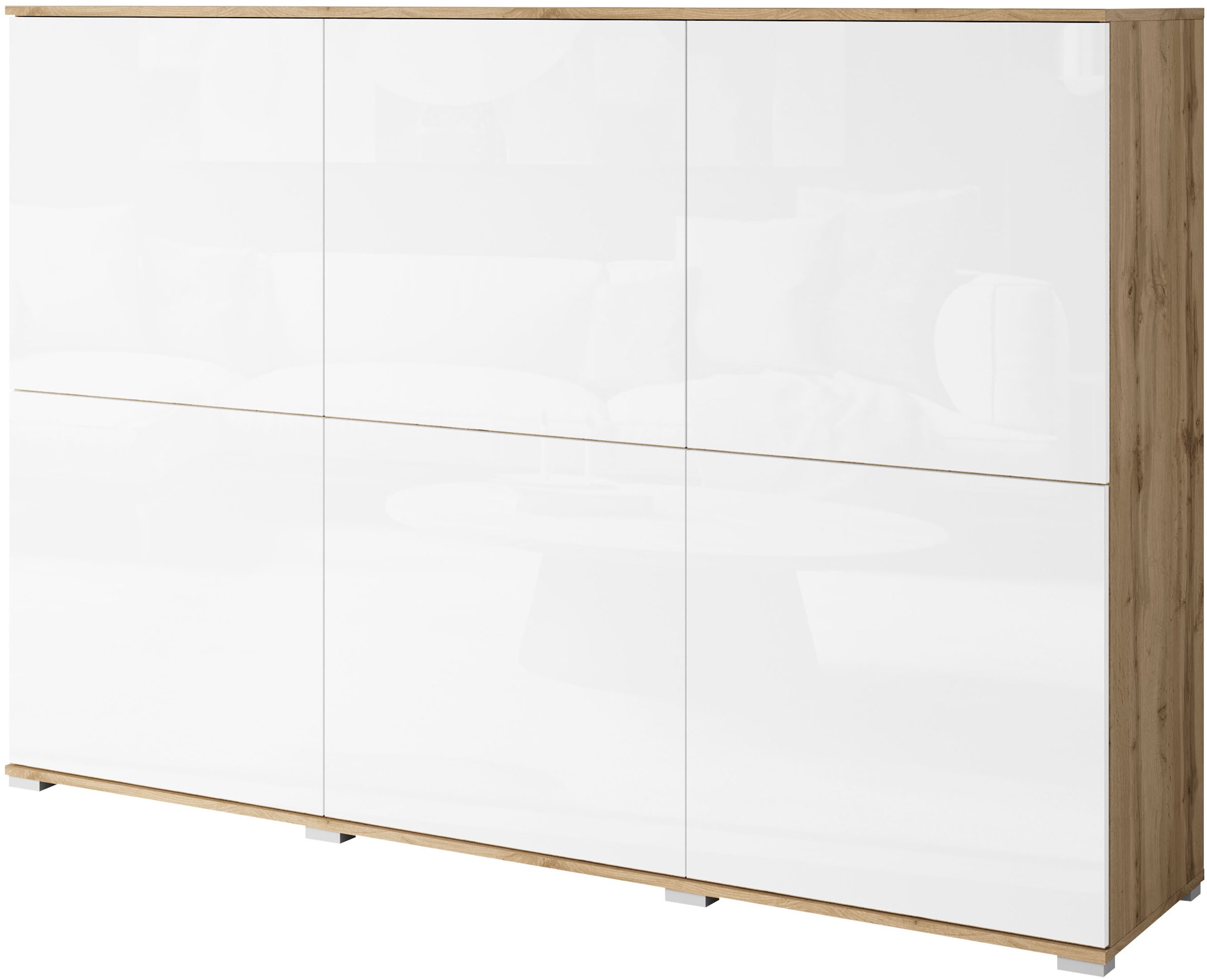 OTTO home Highboard »Kenia, moderne grifflose Hochkommode mit 6 Türen, Breite 180 cm« 1 Stk. tlg. Push-to-Open-Fronten, höhenverstellbaren Einlegeböden