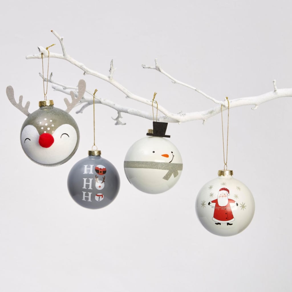 Schneider Weihnachtsbaumkugel »X-Mas, Weihnachtsdeko, Christbaumschmuck, Christbaumkugeln Glas«, (Set, 4 St.)