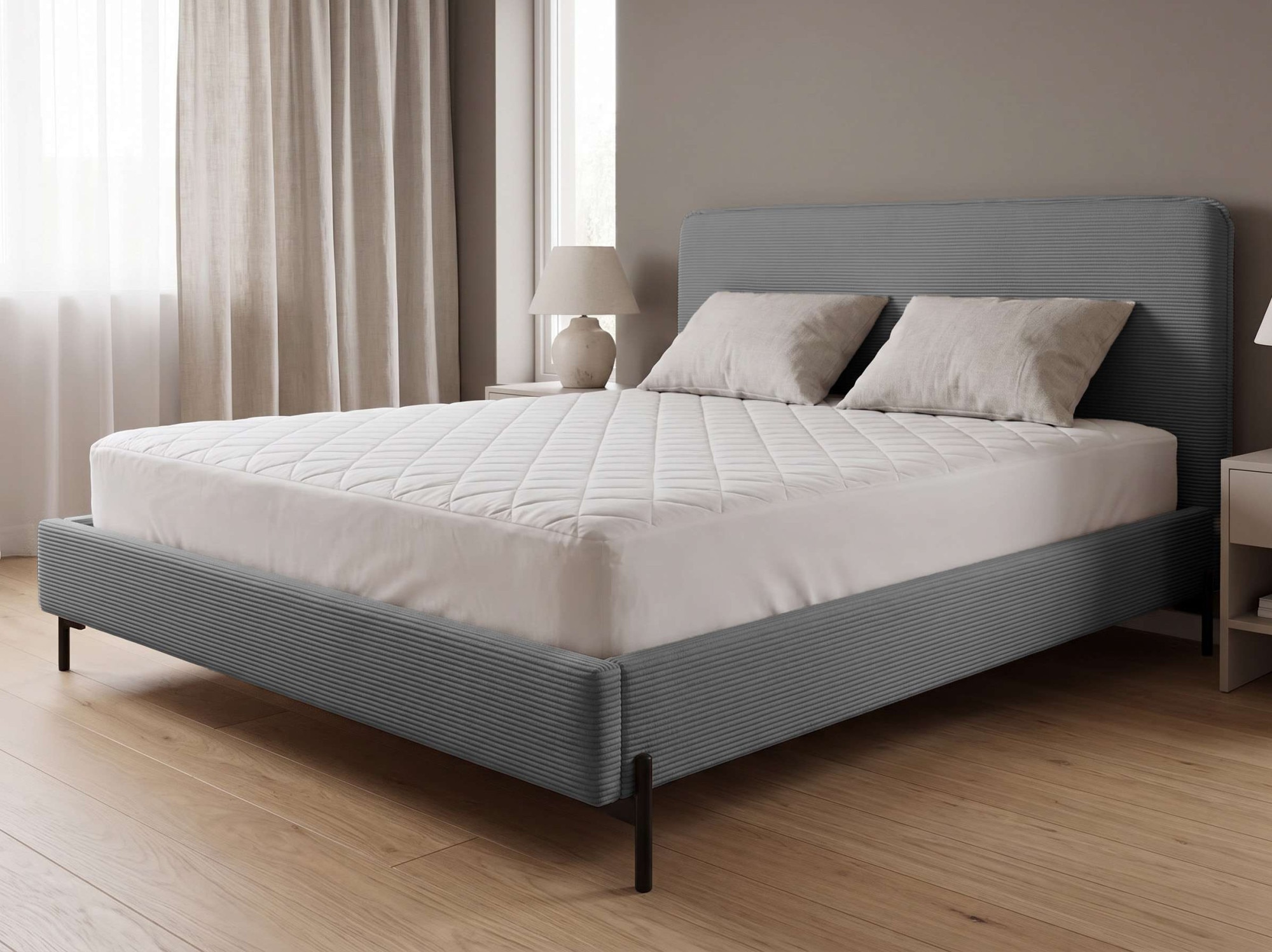 Home affaire Polsterbett »LAVOISIER Bettgestell mit Lattenrost, Breite 140/160/180/200 cm, Cord« Rahmenbett mit Kopfteil, ohne Matratze und Topper