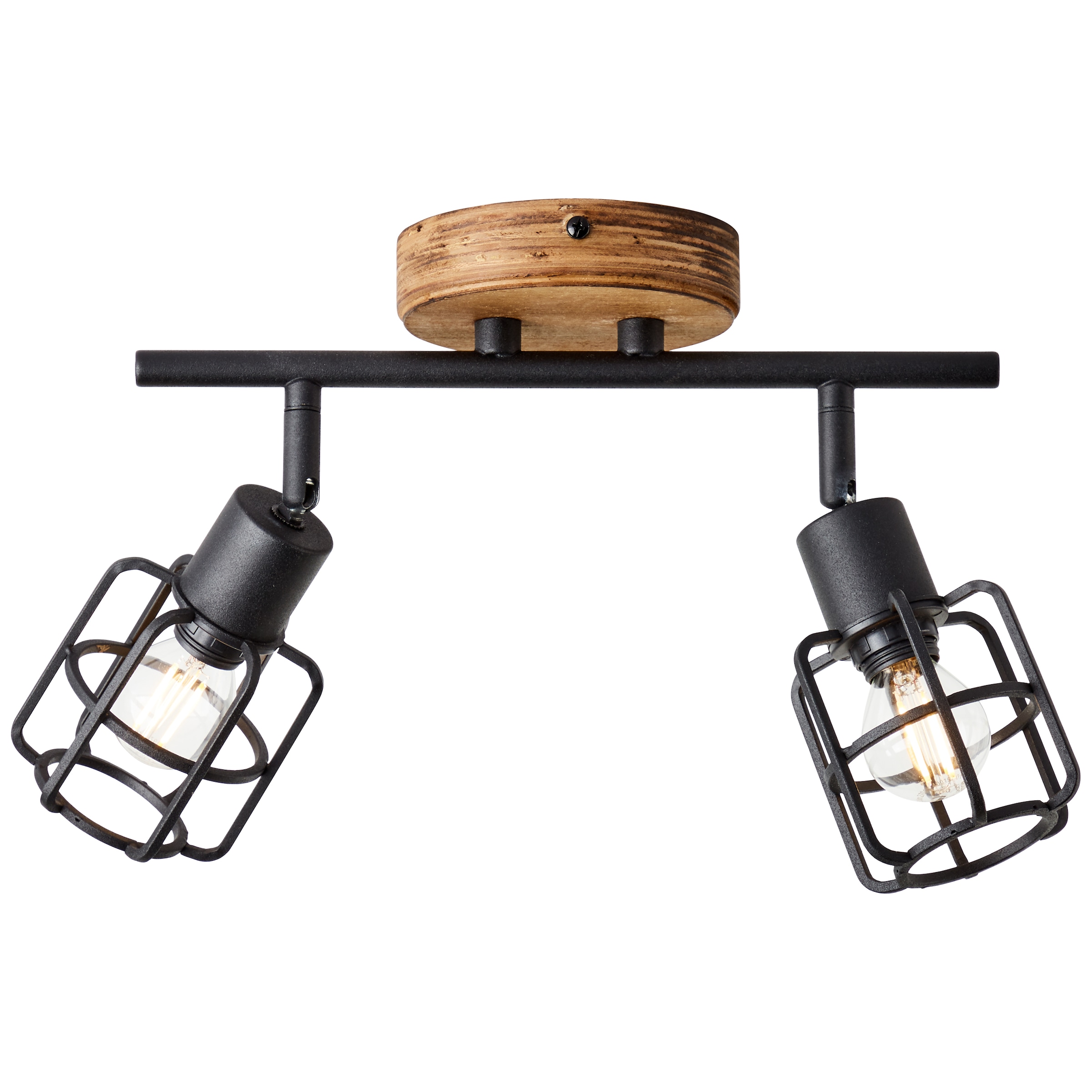 Brilliant Deckenstrahler »Gwen«, 2 flammig, Leuchtmittel E14 | ohne Leuchtmittel, B 33 cm, 2 x E14, schwenkbar, Metall/Holz, antik/schwarz korund