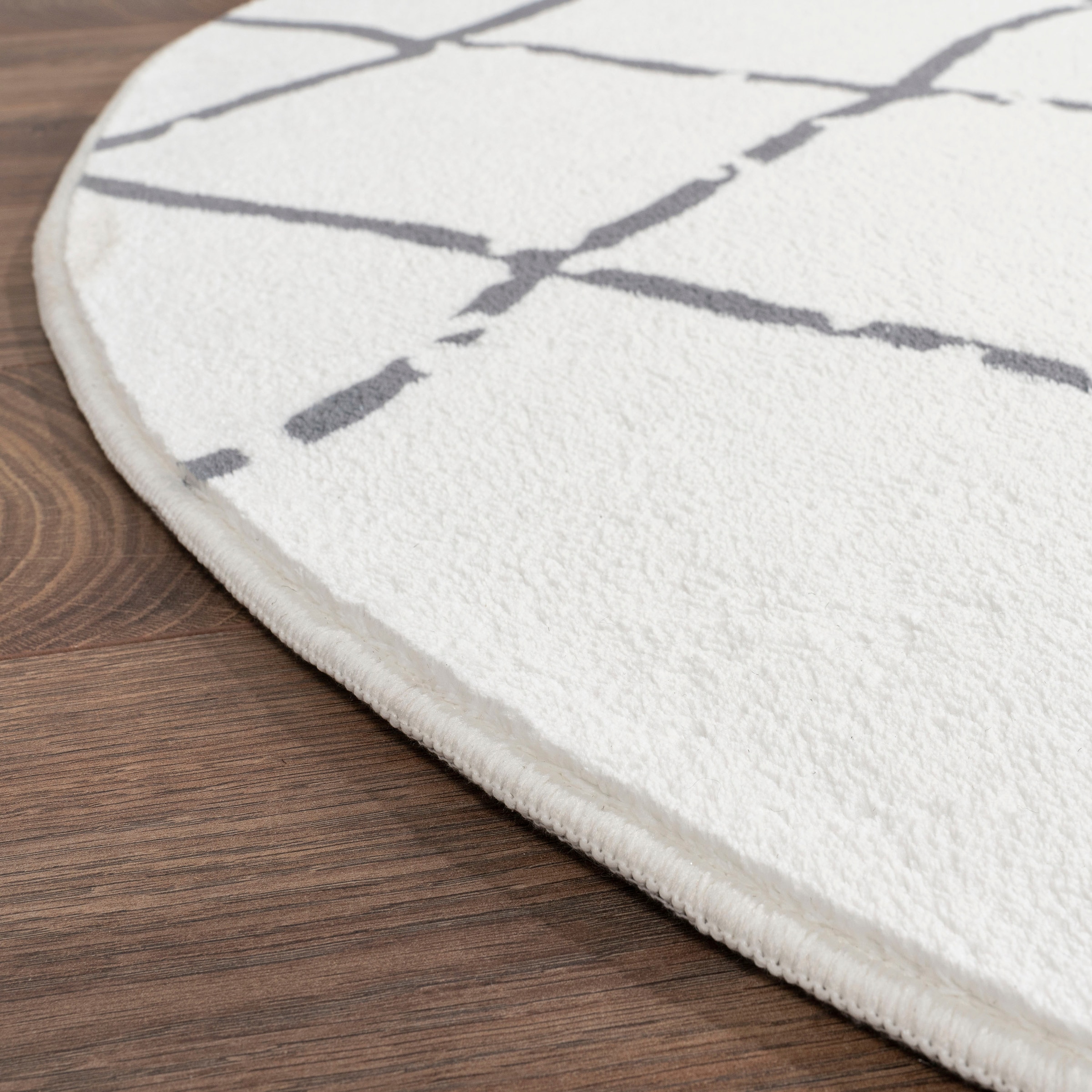 Paco Home Teppich »Luton 663«, rund, 12 mm Höhe, Kurzflor, Rauten Muster, Scandi Design, Wohnzimmer, Esszimmer