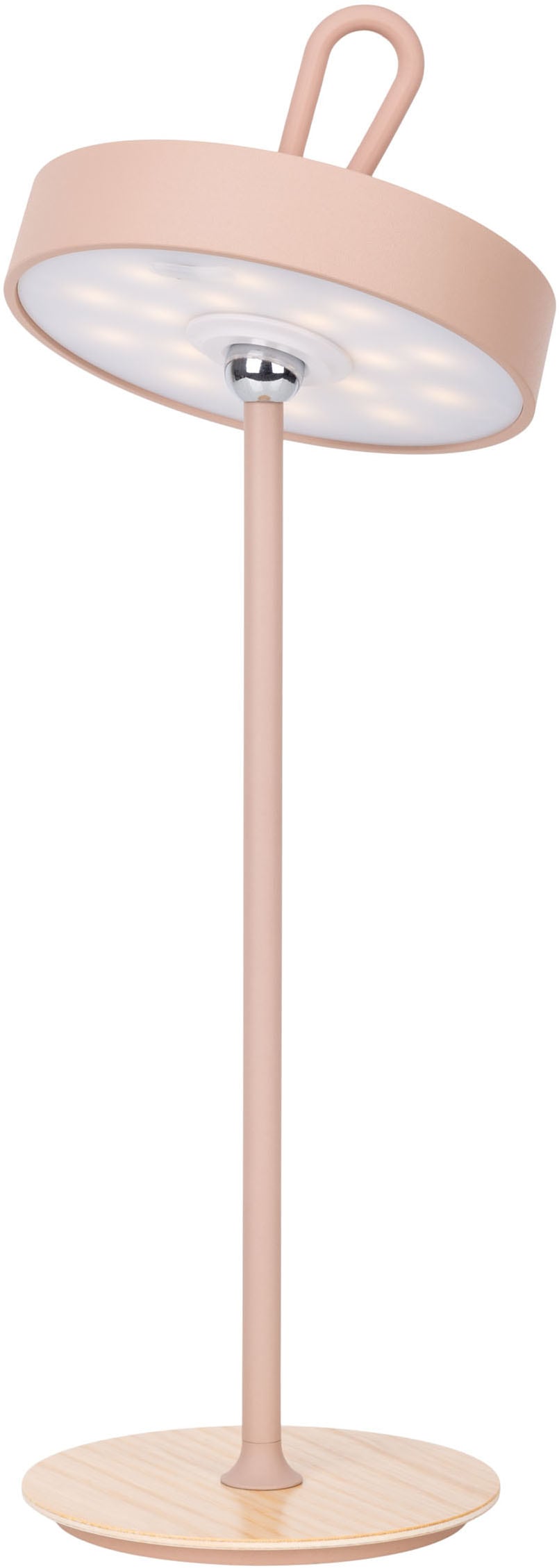 my home LED Tischleuchte »Charmont mit Holzfuß, abnehmbares Kopfteil als Hängeleuchte verwendbar« LED-Modul 1 Stk. Warmweiß aufladbar, inkl Akku + USB Kabel, Kopfteil magnetisch, abnehmbar, Holz