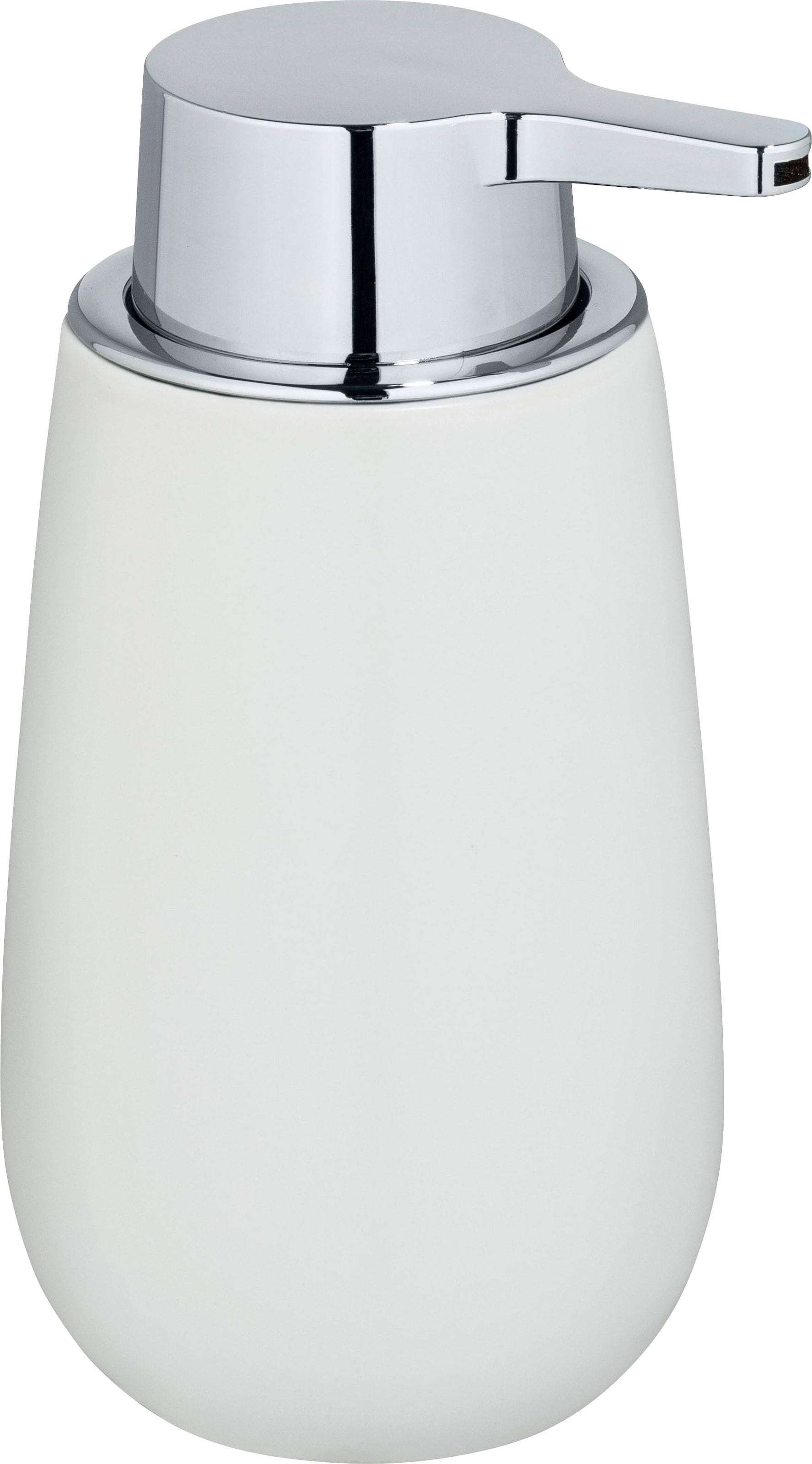 Distributeur Savon Liquide Badi, Capacité 320 ml, Céramique, 9,5x16x8 cm, blanc mat - Wenko