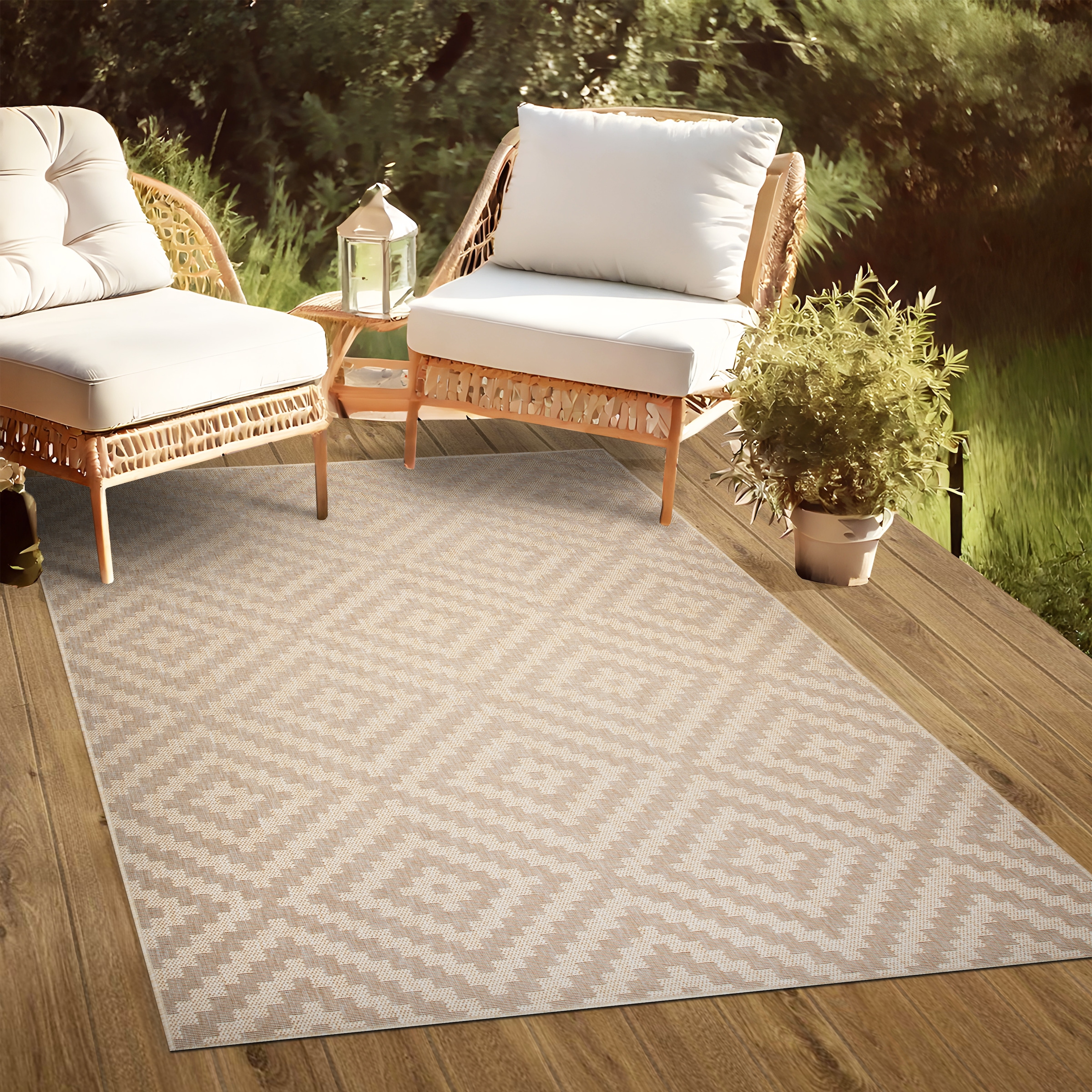 OTTO home Teppich »Cordoba auch als Läufer erhältlich« rechteckig 3 mm Höhe In- und Outdoor geeignet, Sisal-Optik, Wetterfest & UV-beständig, Boho