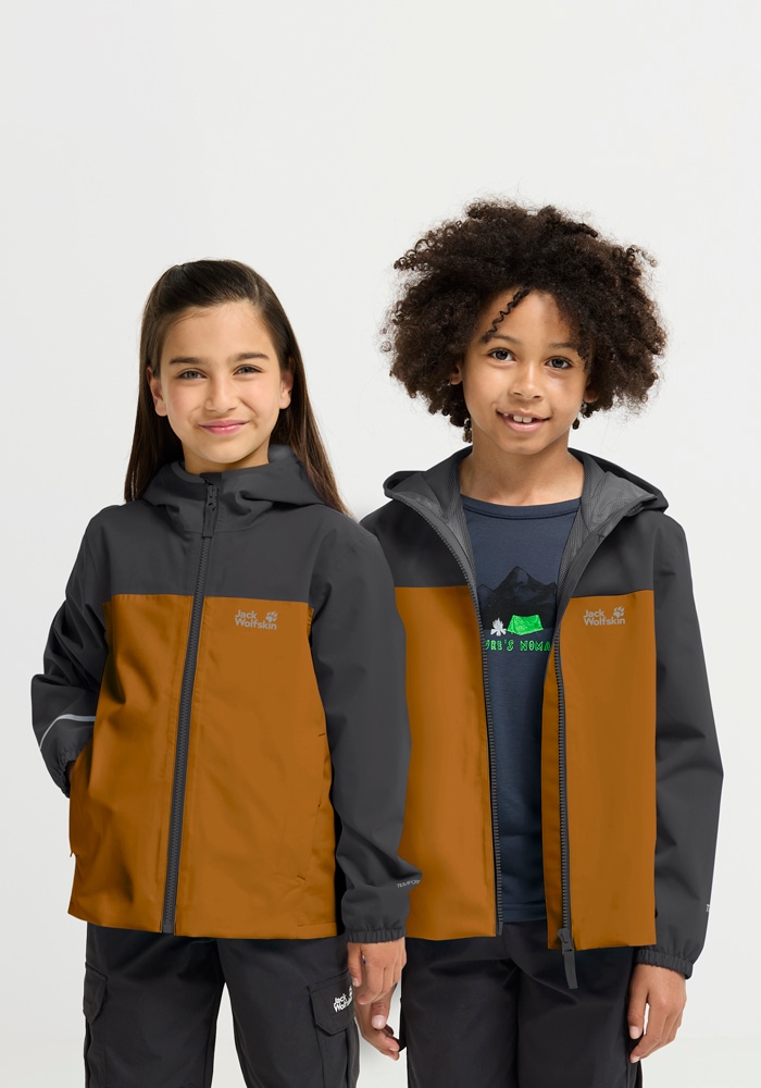 Jack Wolfskin Regenjacke »ADVENTURETRIBE 2L JKT K« atmungsaktiv, wasserdicht, mit Reißverschluss, normale Länge